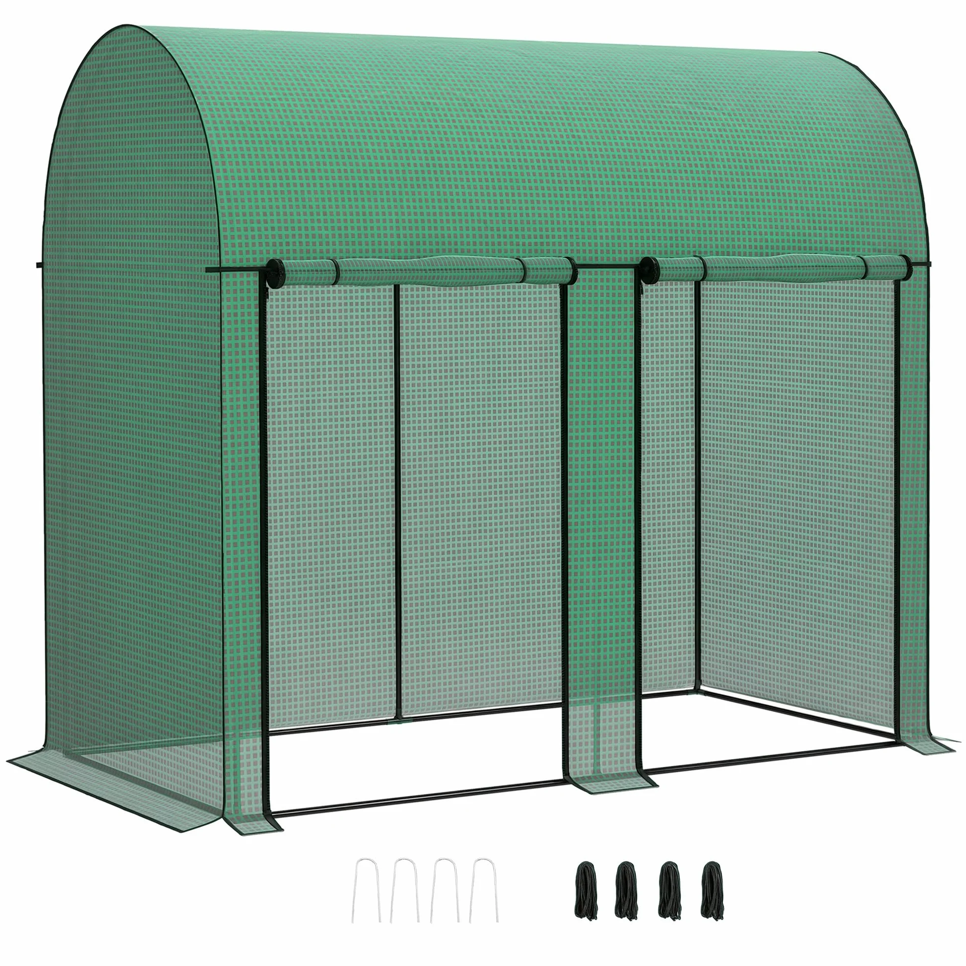 Outsunny Serre de Jardin PE, Serre de Balcon, bâche renforcée 140 g/m², châssis en Acier, 2 Portes zippées enroulables, pour légumes Plantes Fleurs, intérieur et extérieur, 200 x 100 x 178 cm, Vert