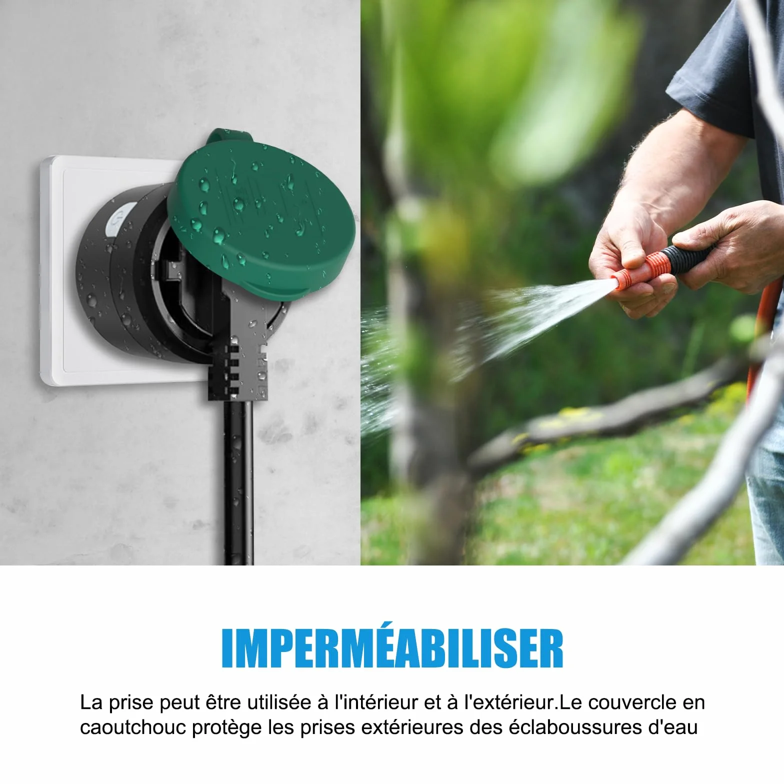 Mini Prise Télécommandée sans Fil Extérieure IP44 40 m 2300 W Noir/Vert