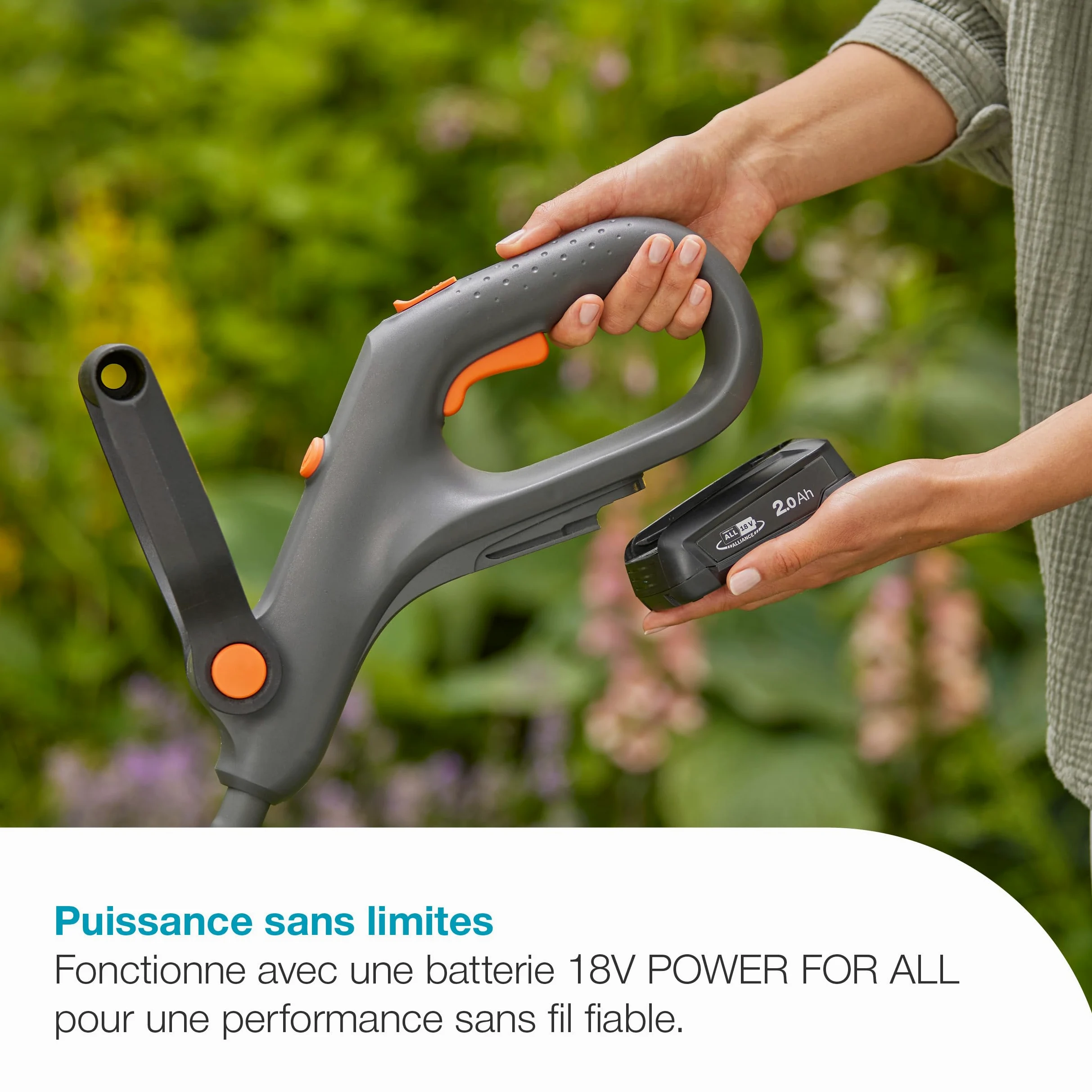 Gardena Coupe-Bordures sur Batterie EasyTrim 25/18V P4A - Kit prêt à l’Emploi: Léger, Mode Coupe et Bordures, Télescopique, Ergonomique, sans Fil (14704-20)