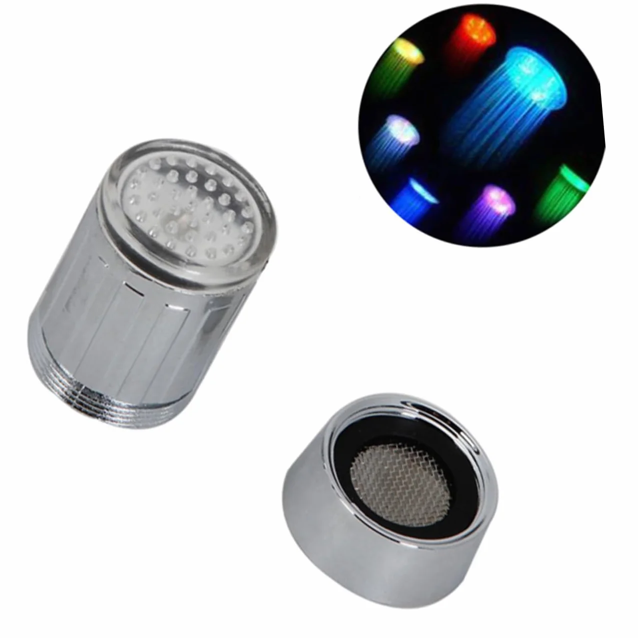 Uonlytech Robinet LED À 7 Couleurs Cuisine Salle De Bain Embout Lumineux Avec Aérateur Intégré Cascade Lumineuse Eau Chaude Froide