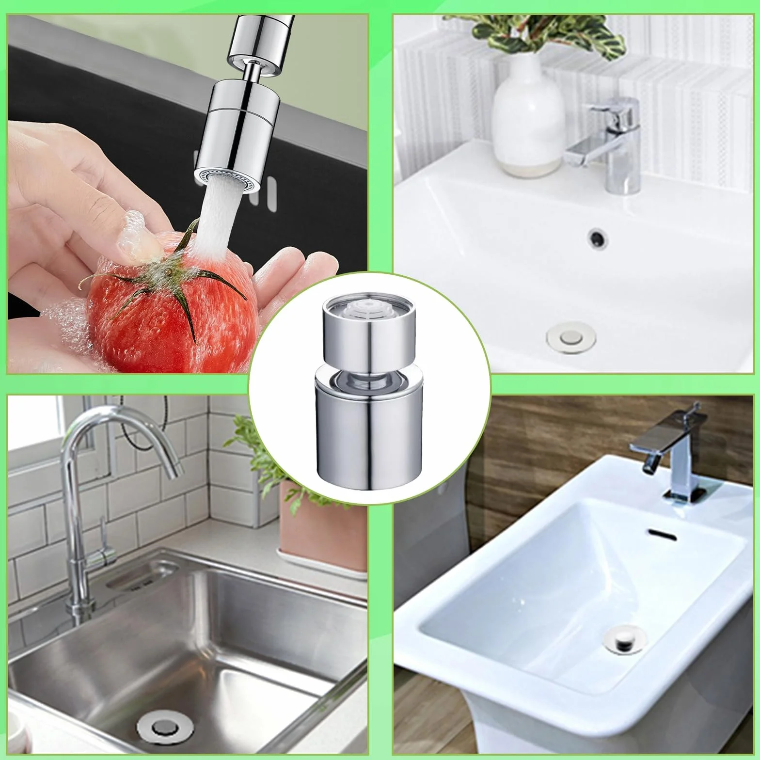 Embout Robinet Cuisine Aérateur Mousseur Mitigeur Evier Tete Rotative 2 Modes Adaptateur 18mm 22mm