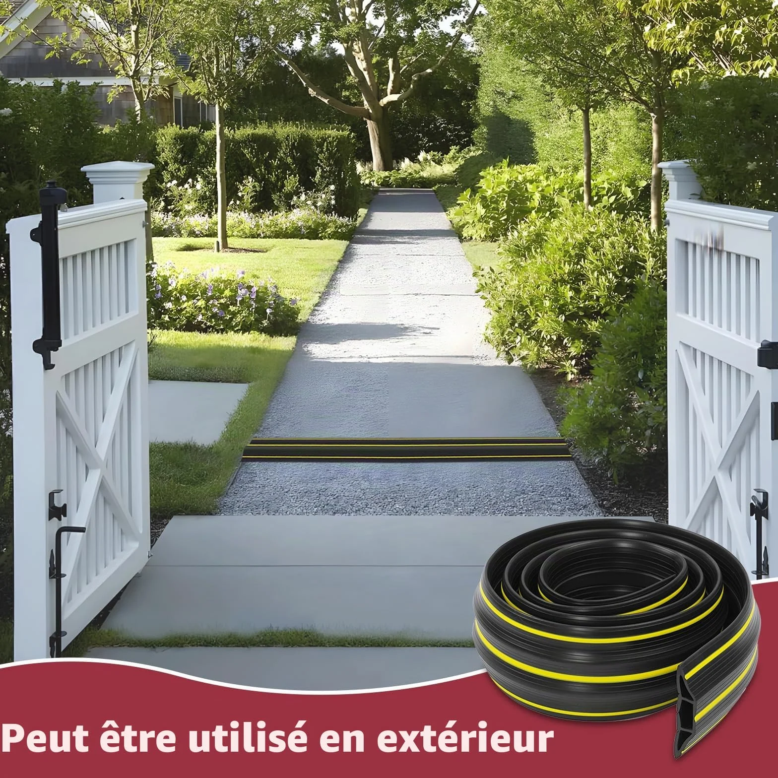 SEGNAYEN Protecteur de câble de sol 1 m, Cache-câble extérieur en caoutchouc robuste, 3 canaux
