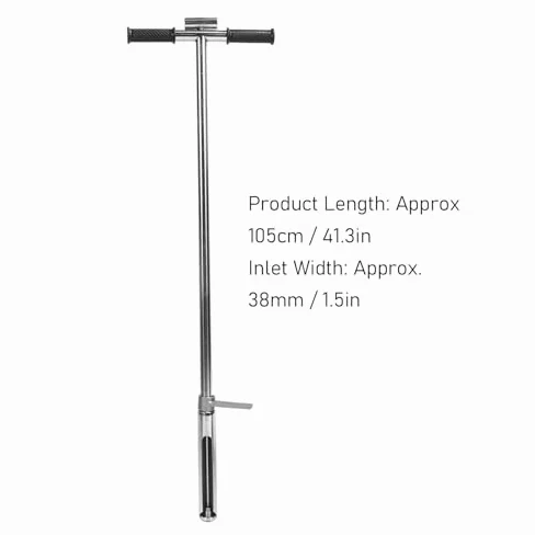 Sonde d'Échantillonnage de Sol en Acier Inoxydable, 105 cm, avec Pédale d'Éjection et Poignée en T, pour Pelouse, Jardin et Ferme