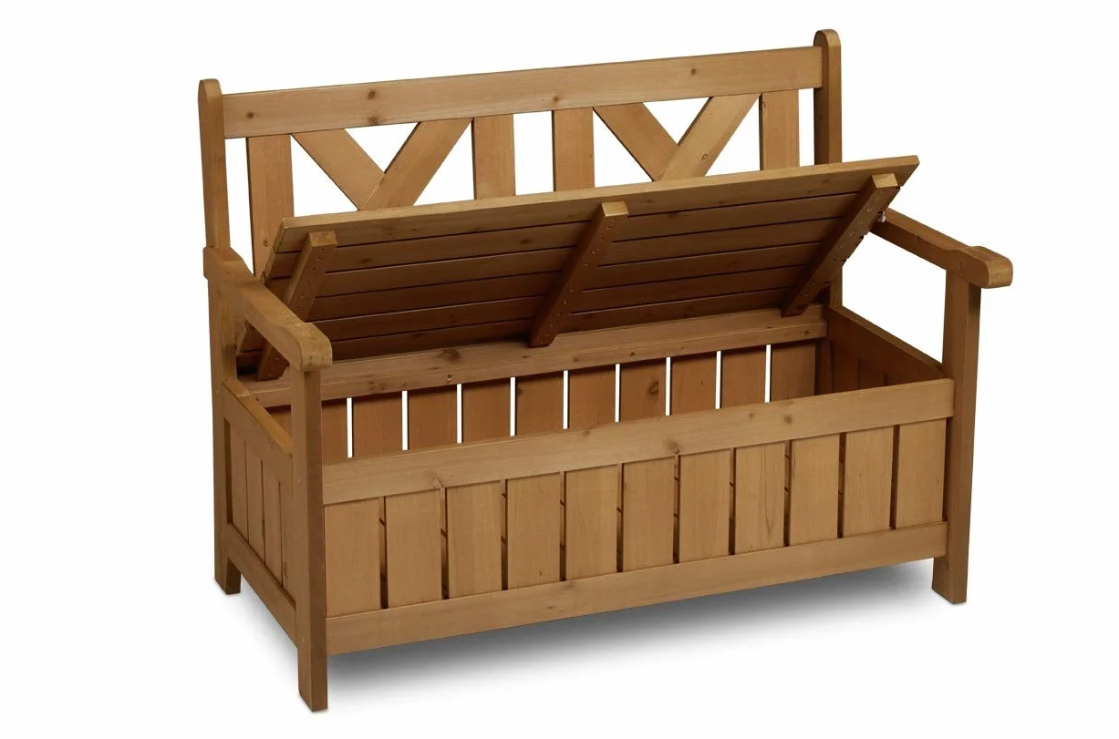 Banc de Jardin Bois avec Coffre de Rangement intégré
