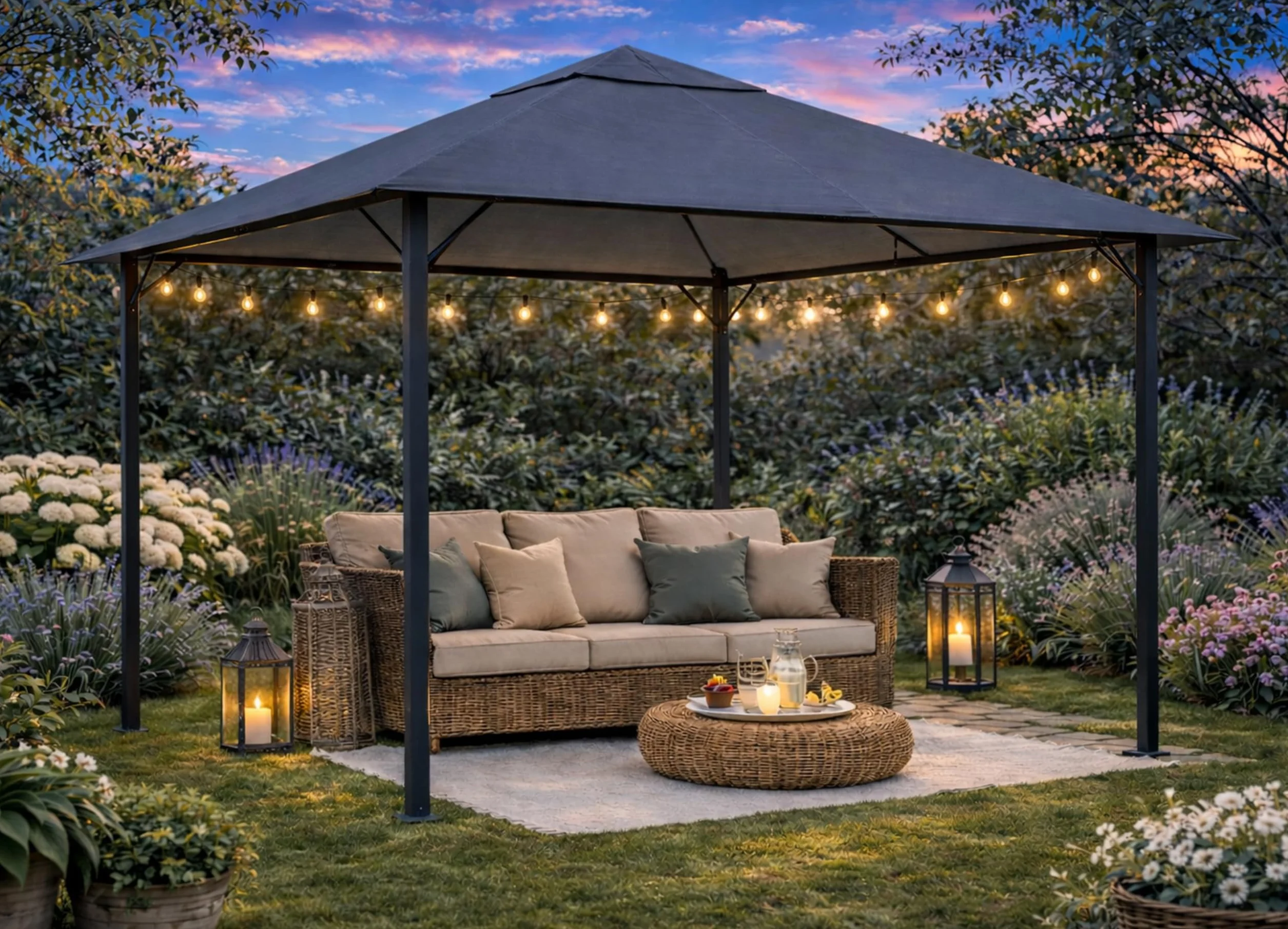 QUICK STAR Toit de Rechange pour Tonnelle de Jardin Gris 3 x 3 m