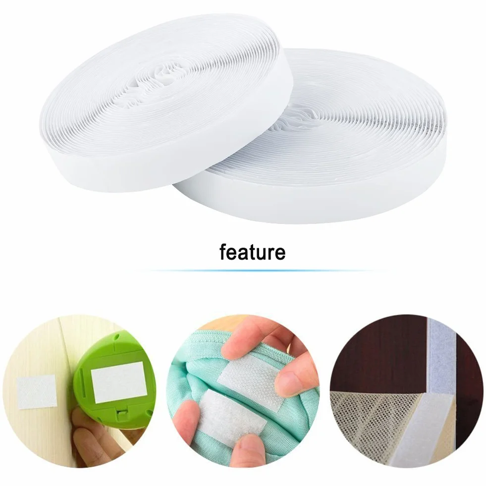Vicloon Scratch Autocollant Double Face 20mm*5m Bande Agrippantes Adhésives Puissant pour Ménage Bricolage (Blanc)