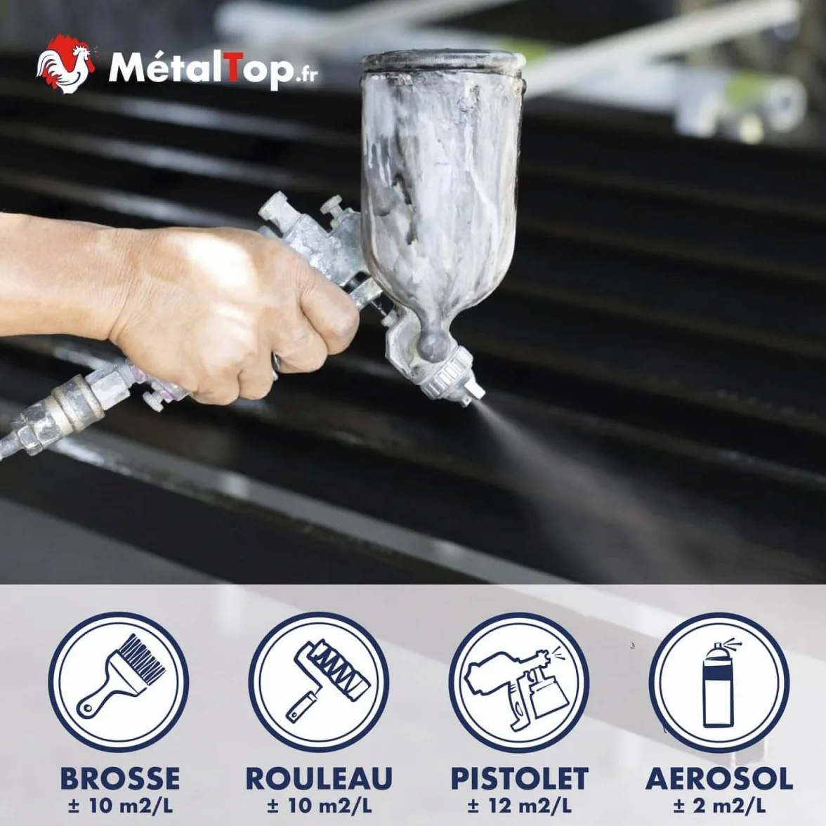 Peinture Industrielle Blanc pur RAL 9010 Bombe 400 ml Metaltop