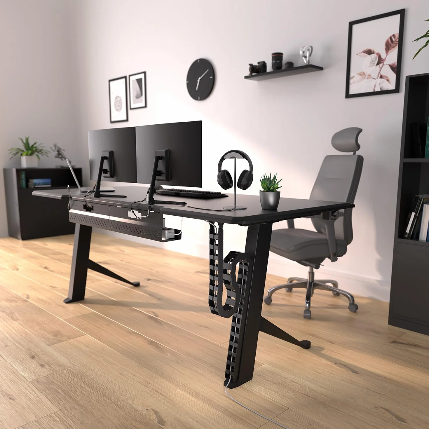 Flexible Chemin de Cable Organisateur Cable sous Bureau (Noir)