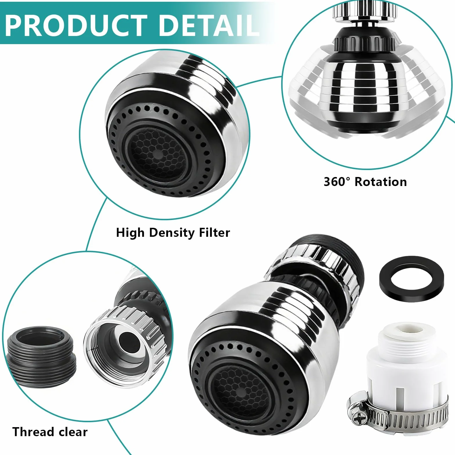 YOUNGSAY Brise jet Robinet Cuisine Orientable 2 Modes 360° Rotatif Embout avec Connecteurs