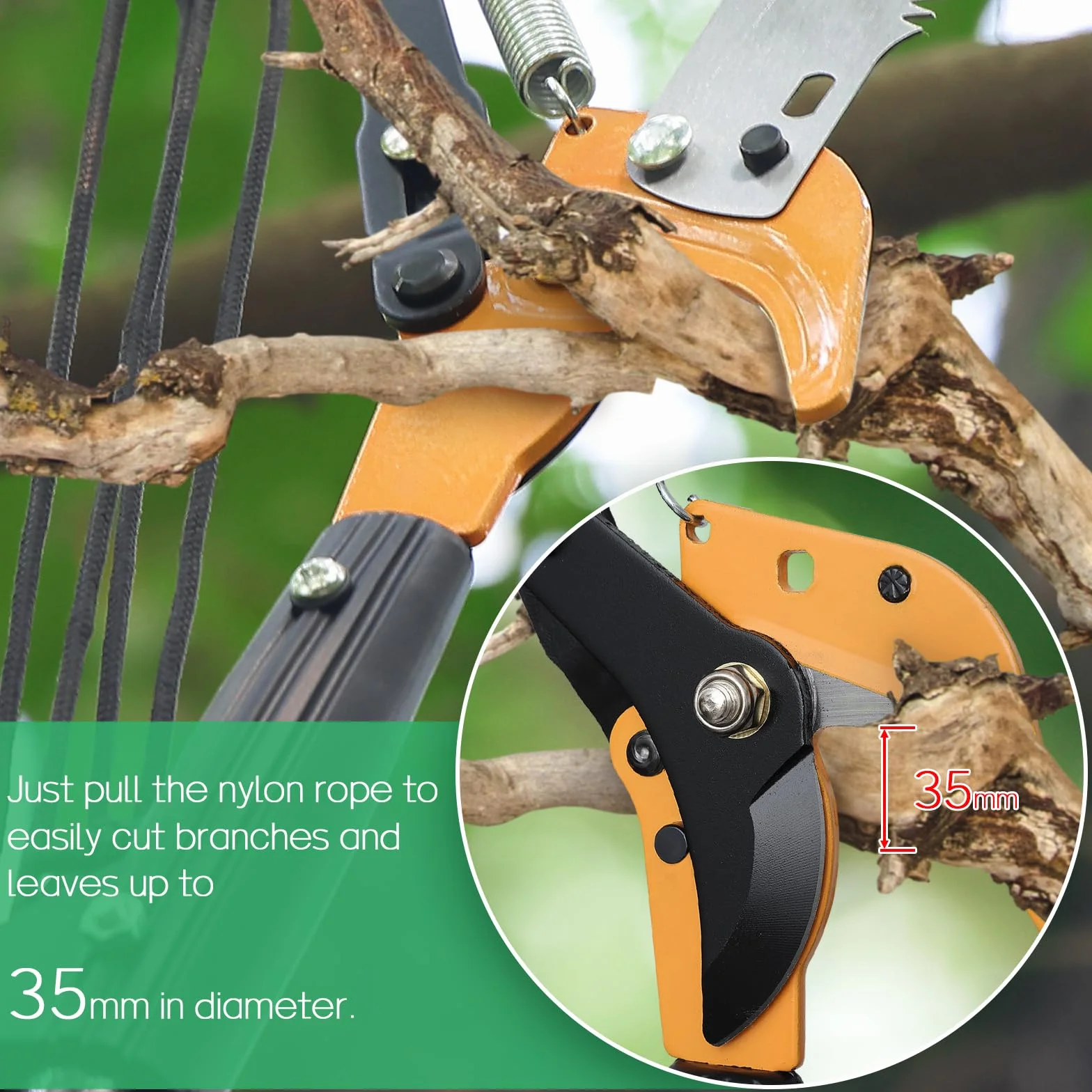 Scie à perche extensible pour l'élagage des arbres, sécateur manuel à long manche de 4 m, lame tranchante en acier de 30 cm
