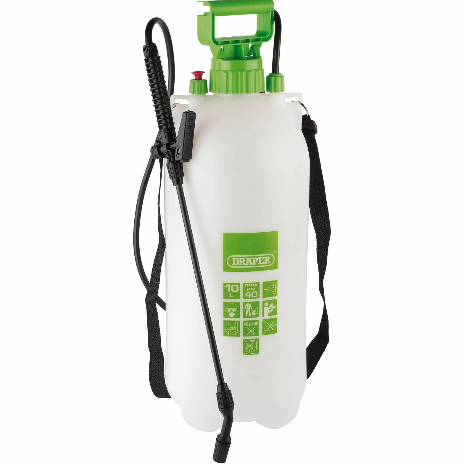 Draper Pulvérisateur à Pression pour Chariot 10 L | Pompe EPDM | Pulvérisateur de Jardin | Pompe de pulvérisation désherbant | Pesticides, insecticides, fongicides | 82469, Vert