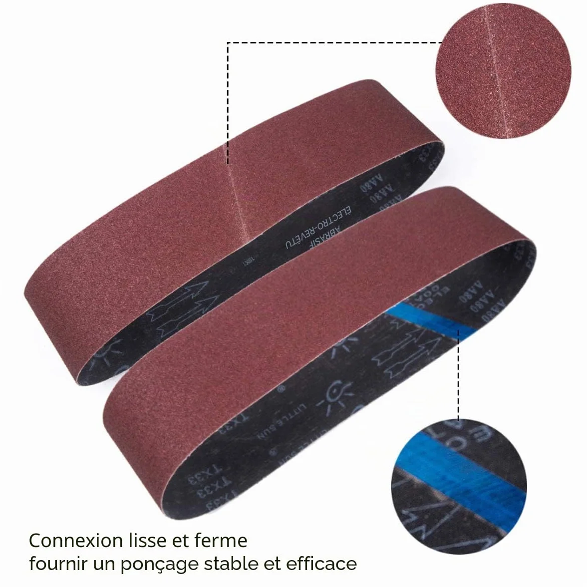 Bande Abrasive 75 x 533 mm 15 Pièces pour Ponceuses à Bande