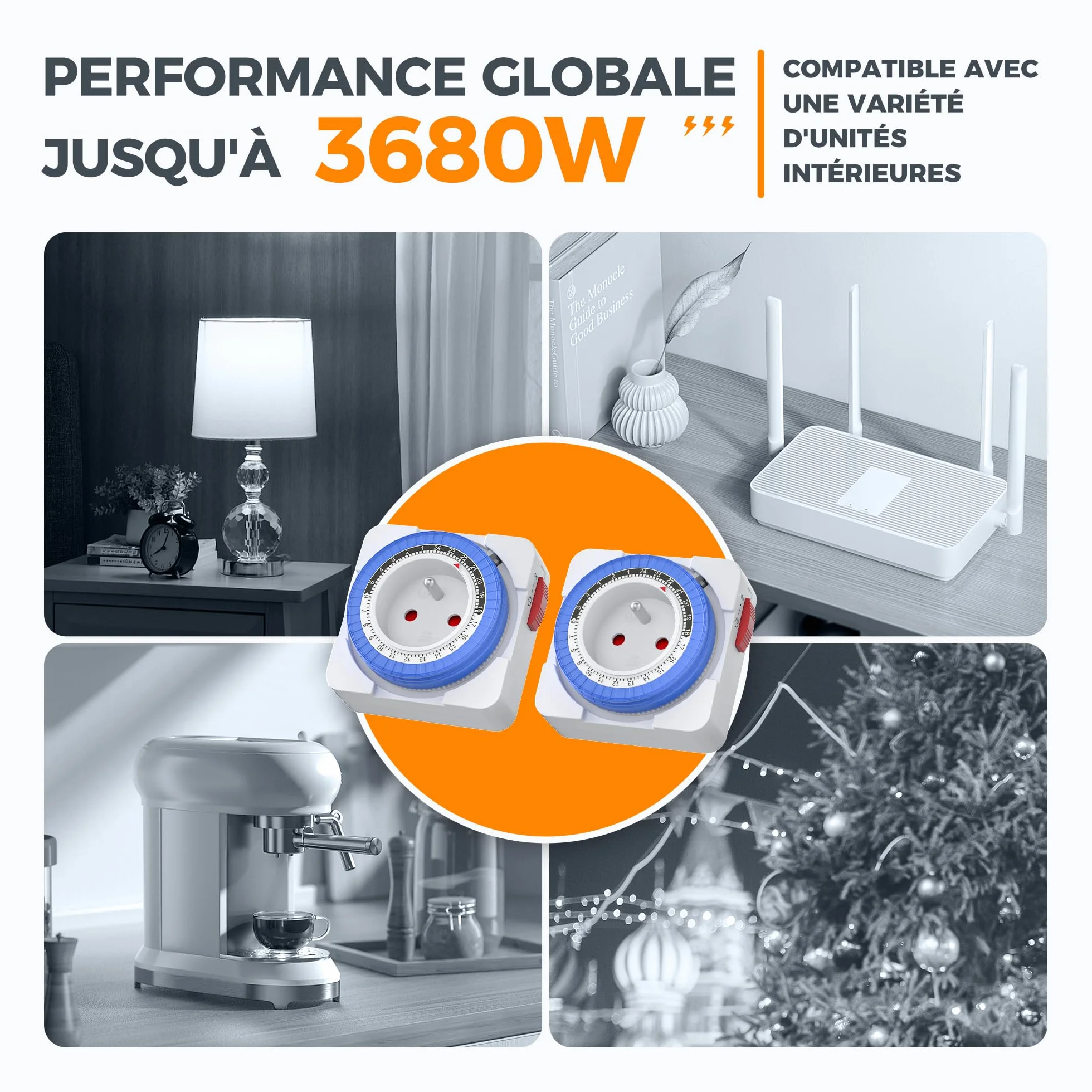 TESSAN Prise Minuteur Programmable 24 Heures 3680W 96 Segments Intervalle 15 Minutes