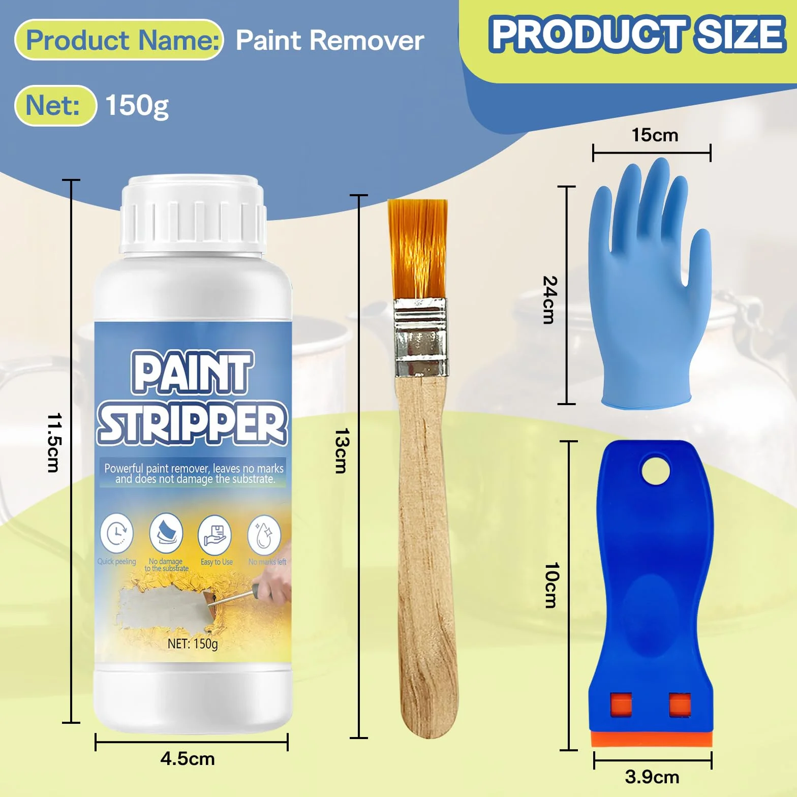 Décapant Universel 150g Décapant Peinture Pinceaux Bois Fer Métaux
