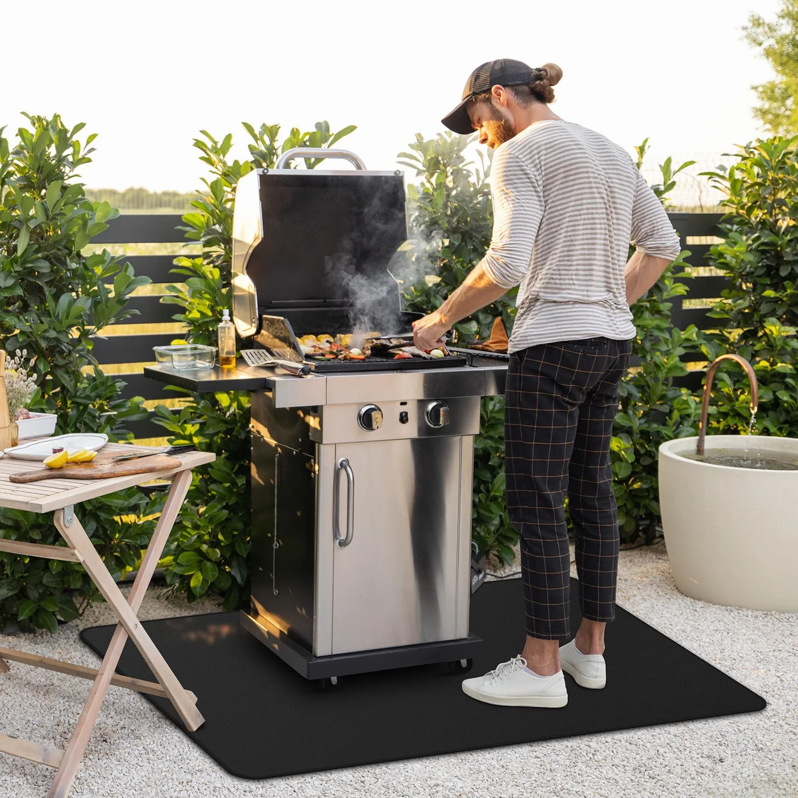 Tapis Anti feu pour Barbecue extérieur 100 x 150 cm Ignifuge Double Face Imperméable