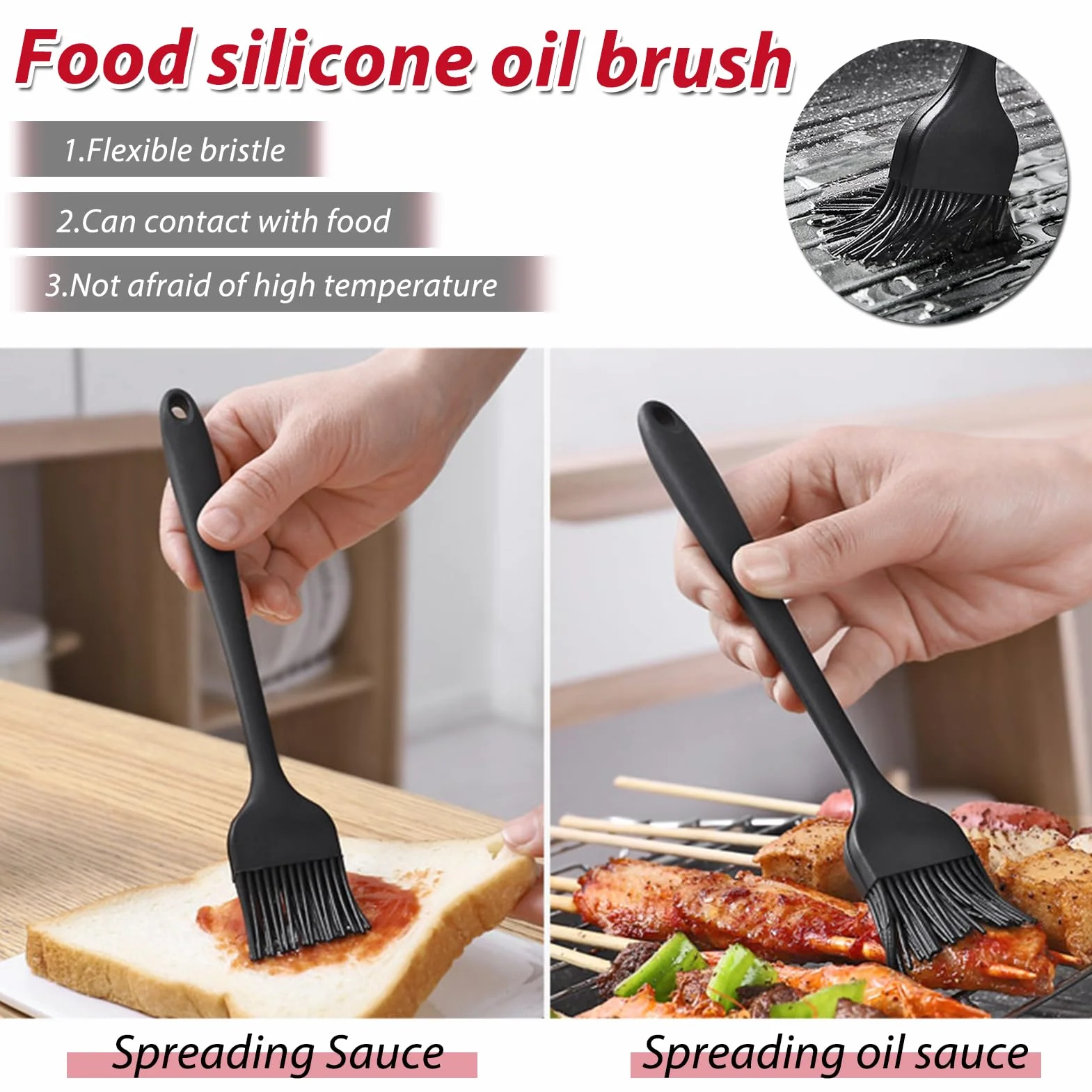 PNOOFR Panier Grille pour Barbecue, Grille Barbecue, Plat Cuisson Barbecue en Acier Inoxydable avec poignée, Support de Barbecue Portable pour l'extérieur avec Brosse à Badigeonner