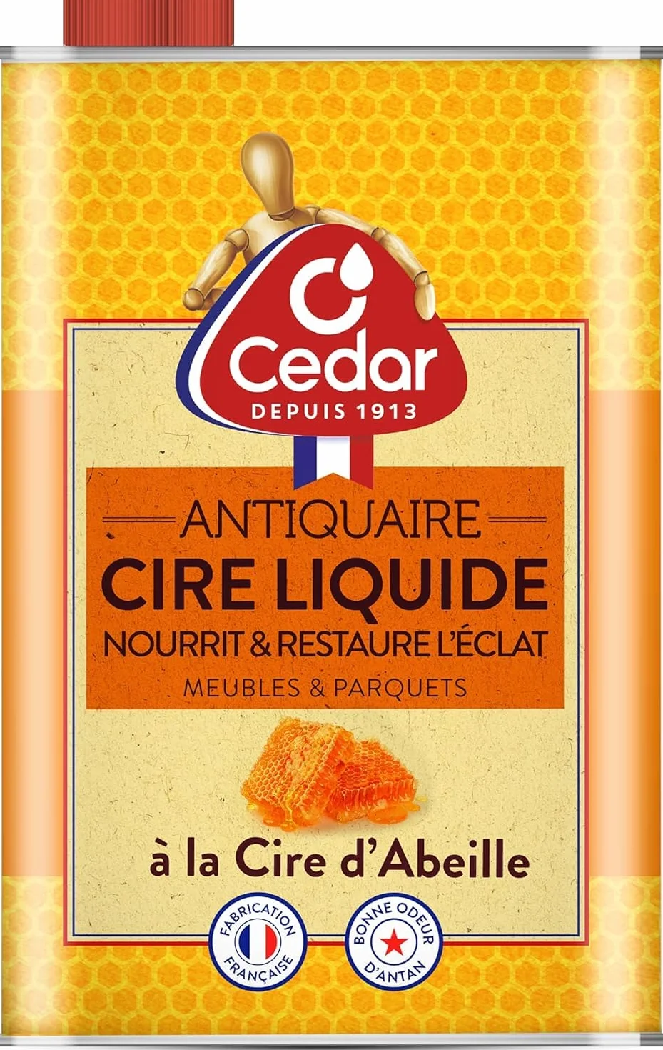 O'CEDAR Cire Liquide à la Cire d'Abeille Française pour Meubles Bois 700 ml