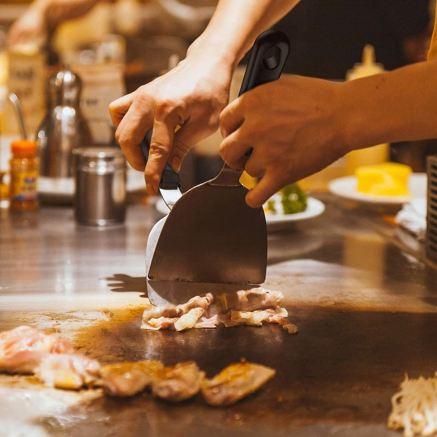 AMZMUKAUP 11 Pièces Spatules pour Barbecue en Acier Inoxydable Professionnelle BBQ Teppanyaki