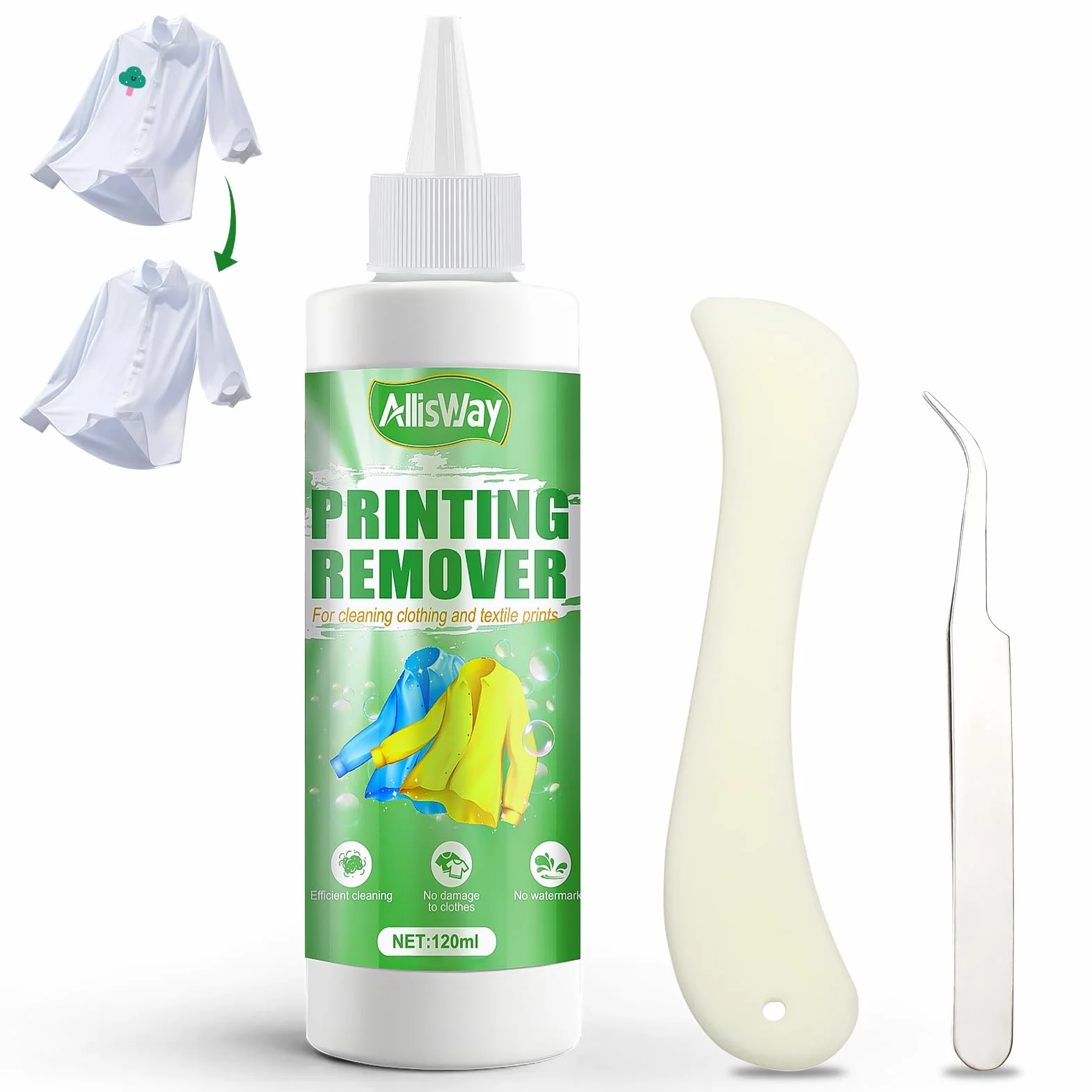 DTF Print Remover Liquid 120ML pour Éliminer les Vieilles Impressions sur Textiles