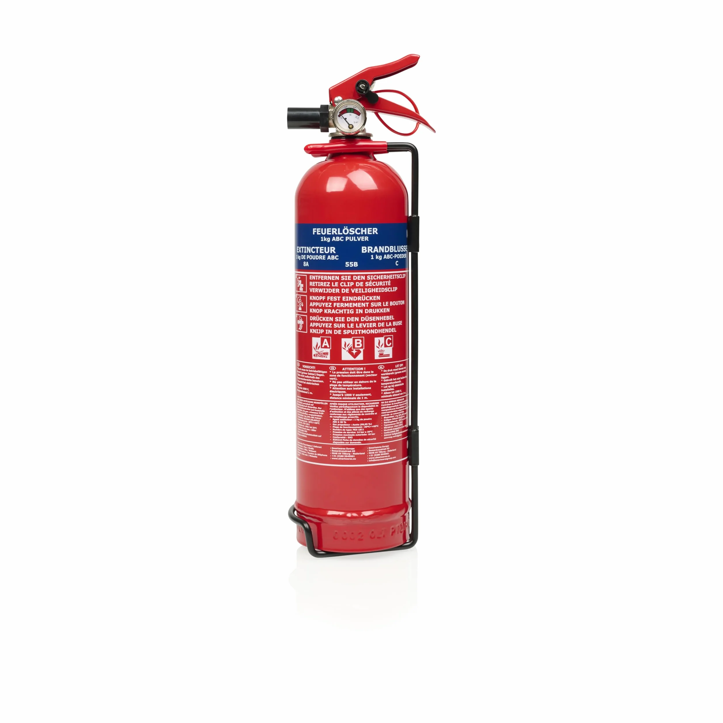 Smartwares Extincteur Poudre 1 kg Feux ABC Support Inclus FEX-18116