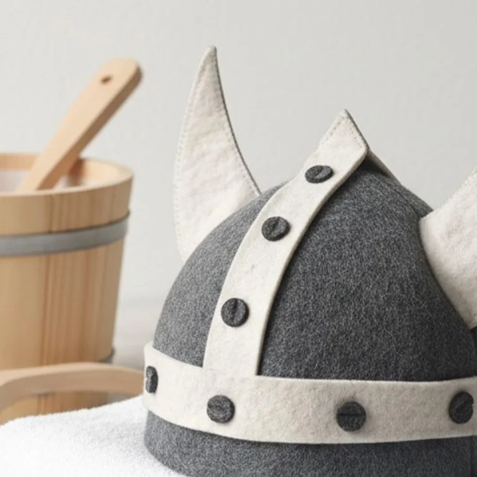 Chapeau De Sauna Viking en Feutre De Laine pour Sauna Finlandais, Hammam