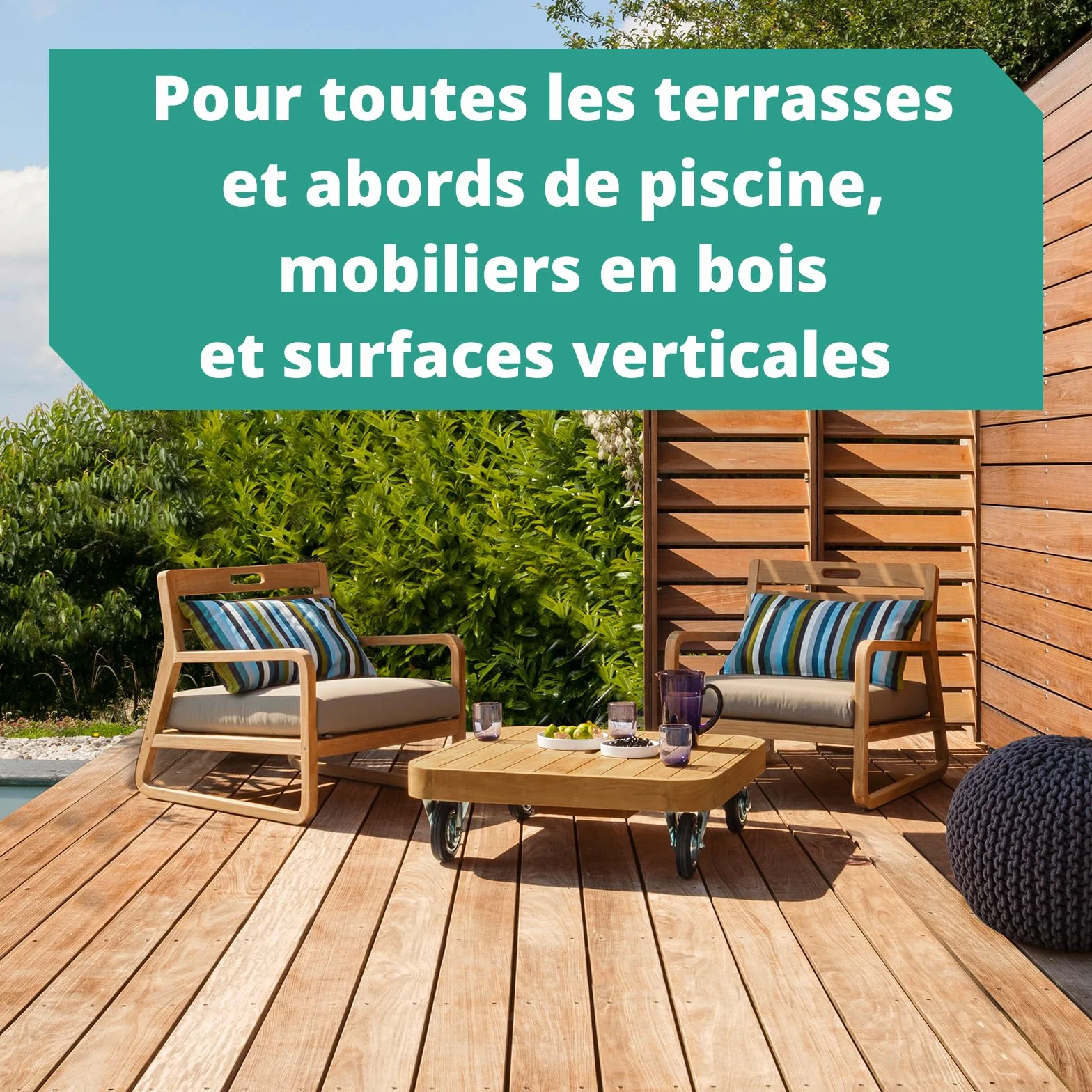 V33 Saturateur bois extérieur Naturel mat 5L - Haute résistance eau chlorée, UV et graisse - Sans essuyage et non glissant
