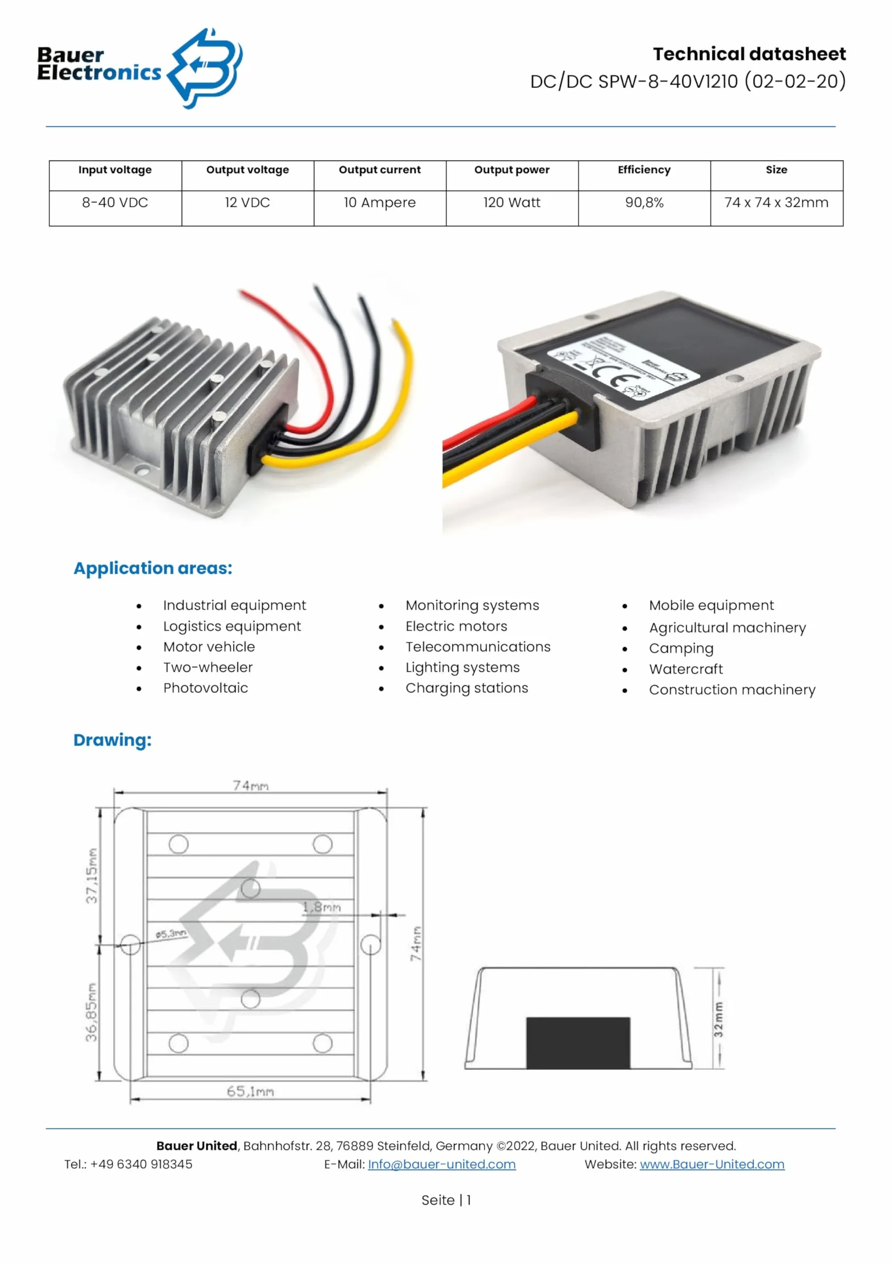 Convertisseur de tension DC DC 8V-40V à 12V 10A 120W Step Down Boost