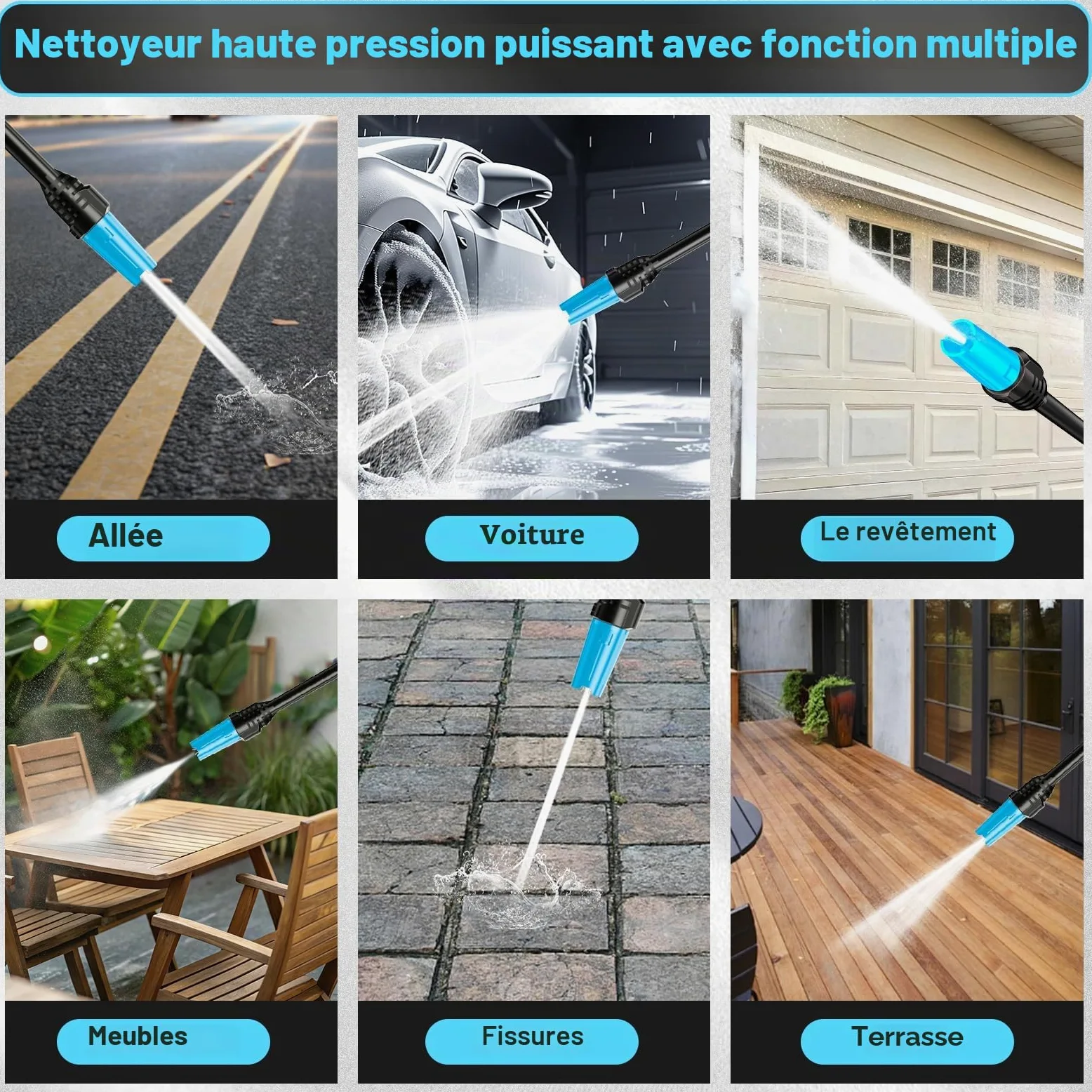 Gisam 2200W Nettoyeur Haute Pression, avec Enrouleur De Tuyau De 8m, Max 180bar,DéBit 480l/H,avec Bouteille De Savon Buse à Mousse, Pistolet Haute Pression pour, Voitures/ClôTures/Jardin