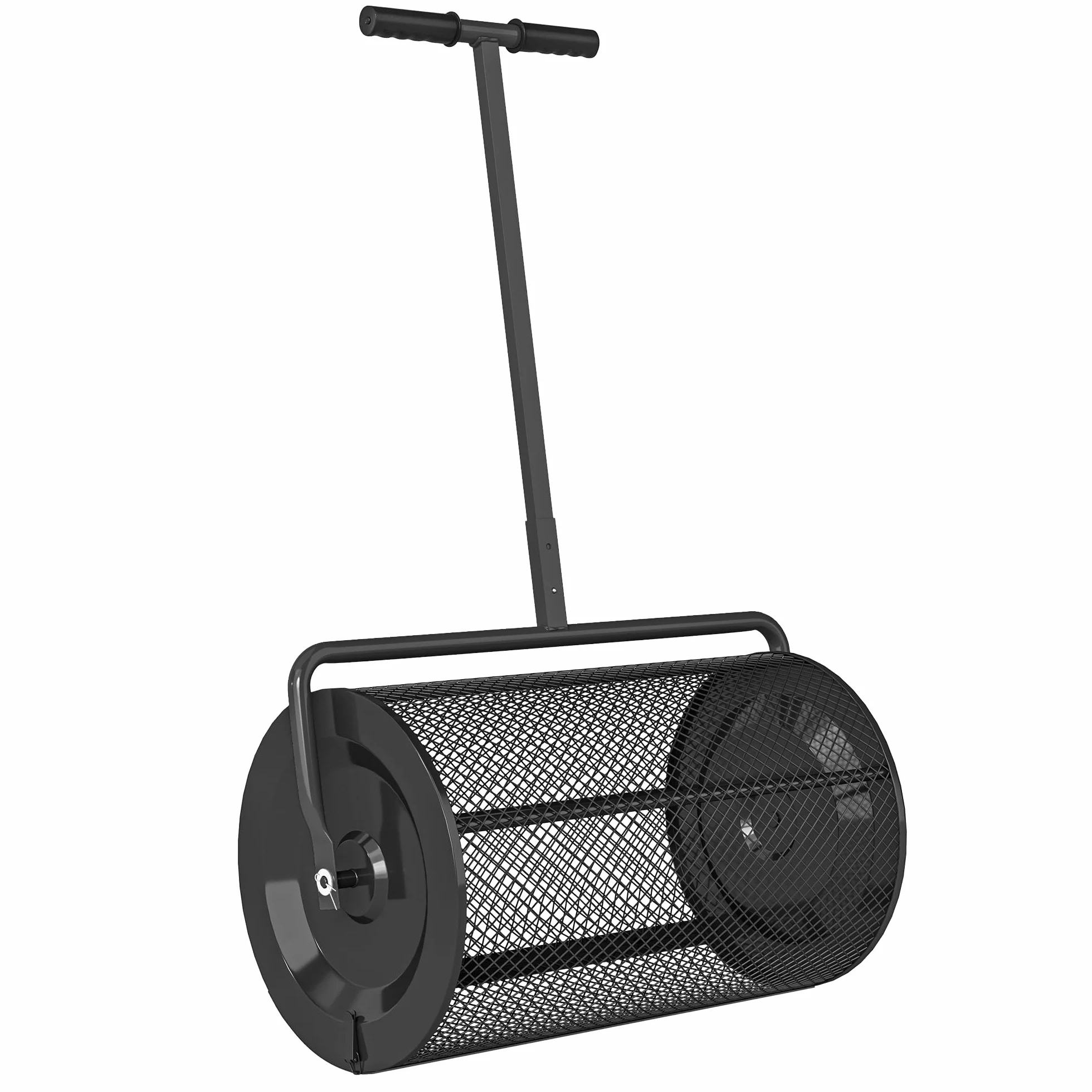 Outsunny Épandeur à Compost 75 L, épandeur de Gazon avec poignée en T réglable, Noir