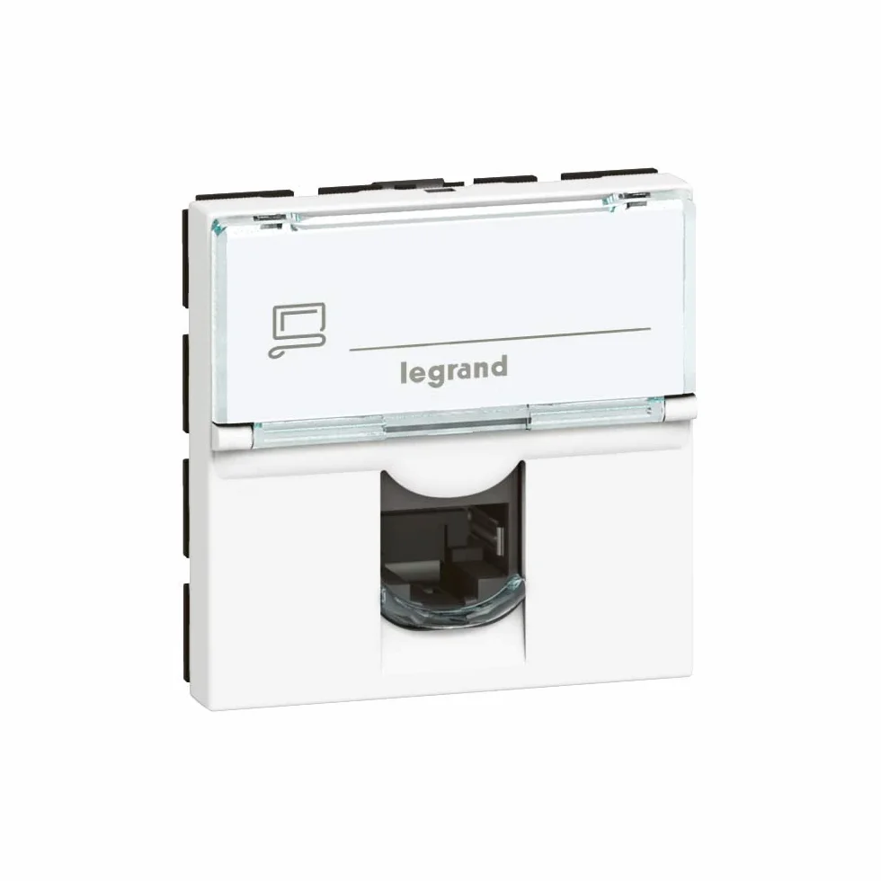 LEGRAND Prise RJ45 Mosaic Catégorie 6 FTP 2 Modules Blanc Gigabit Ethernet PoE