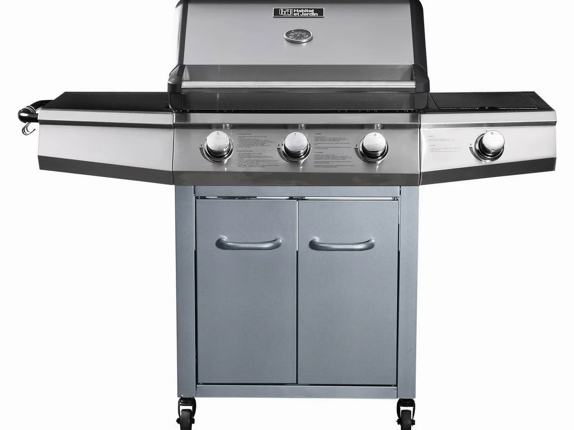 Barbecue Gaz Bingo 4" - 4 brûleurs Dont 1 latéral - 14kW + Housse Protection - Argenté
