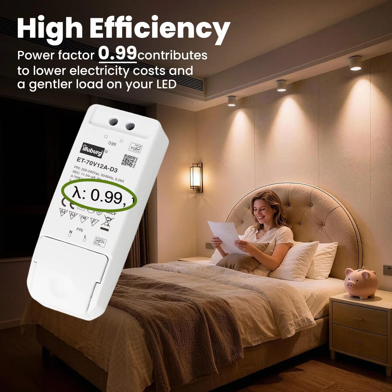 Transformateur 12V AC 70W Variable TRIAC pour MR11 MR16 G4 GU5.3 GY6.35 LED Halogène Driver