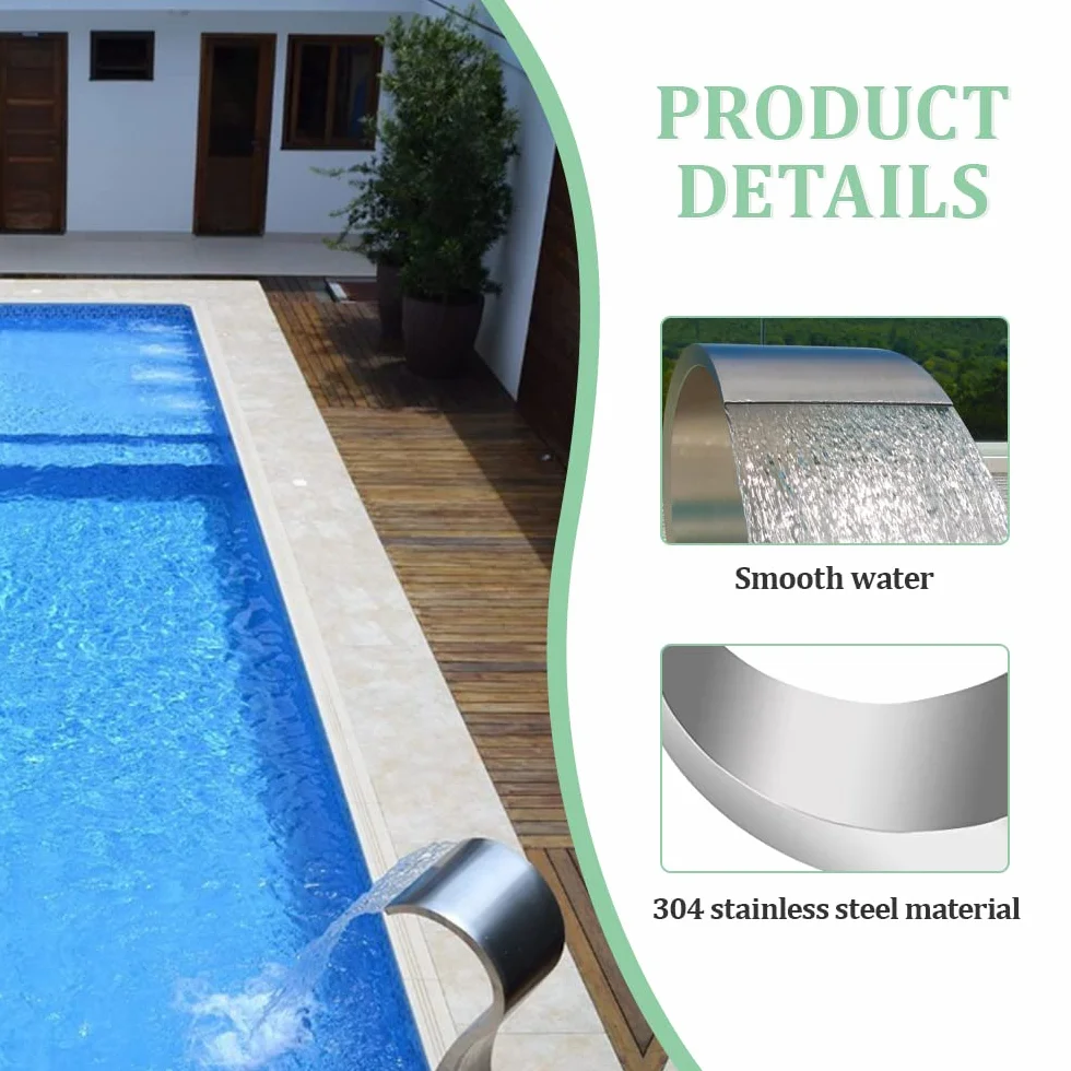 Cascade Fontaine de Piscine Hors Sol Acier Inoxydable 20x40cm