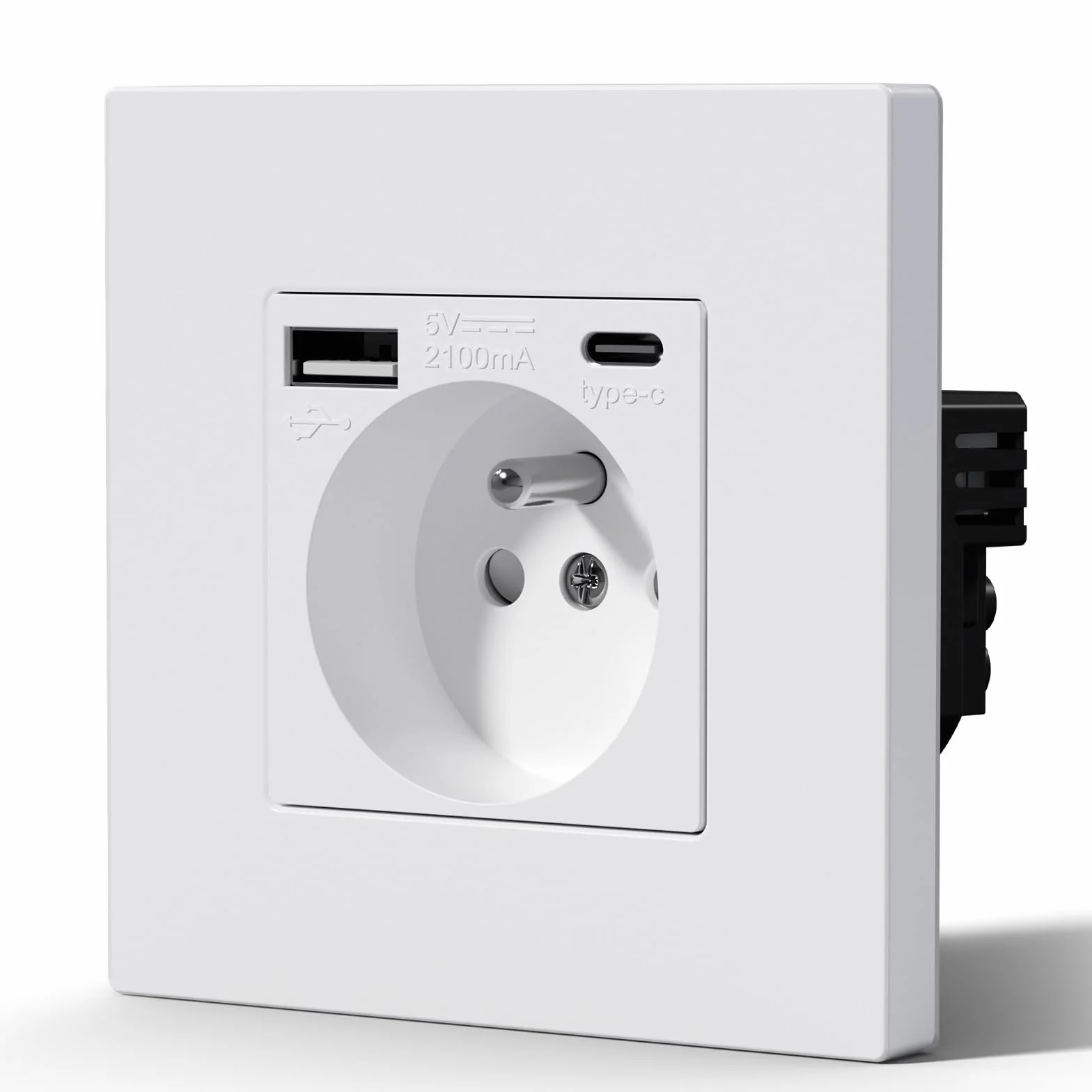 BSEED Prise Electrique USB Type C Murale Panneau Plastique 16A 240V 86mm Blanc