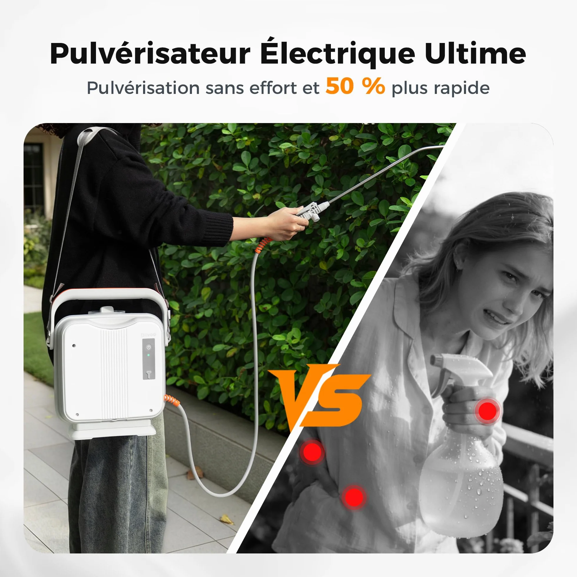 Diivoo Pulvérisateur Électrique 5L, Buse Réglable (Brouillard/Jet), Réservoir Graduel, Sangle Réglable,Batterie Rechargeable 2000mAh, Pulvérisateur à Pression Portable pour Plantes et Jardin Extérieur