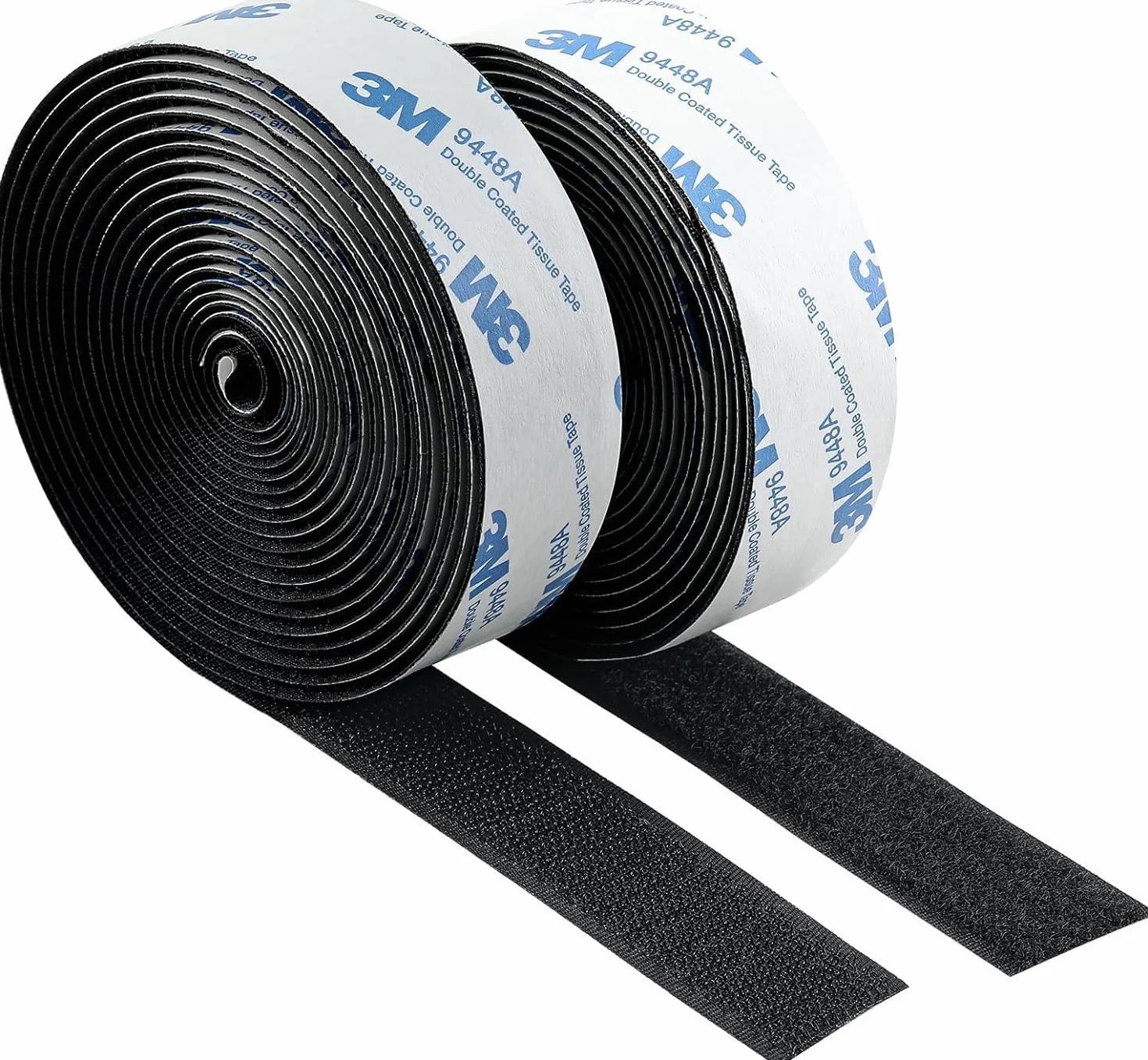 Ruban Autocollant Auto-Adhésif à Crochets et Boucles 3M 9448A 2,5CM x 3M Noir 2 Rouleaux