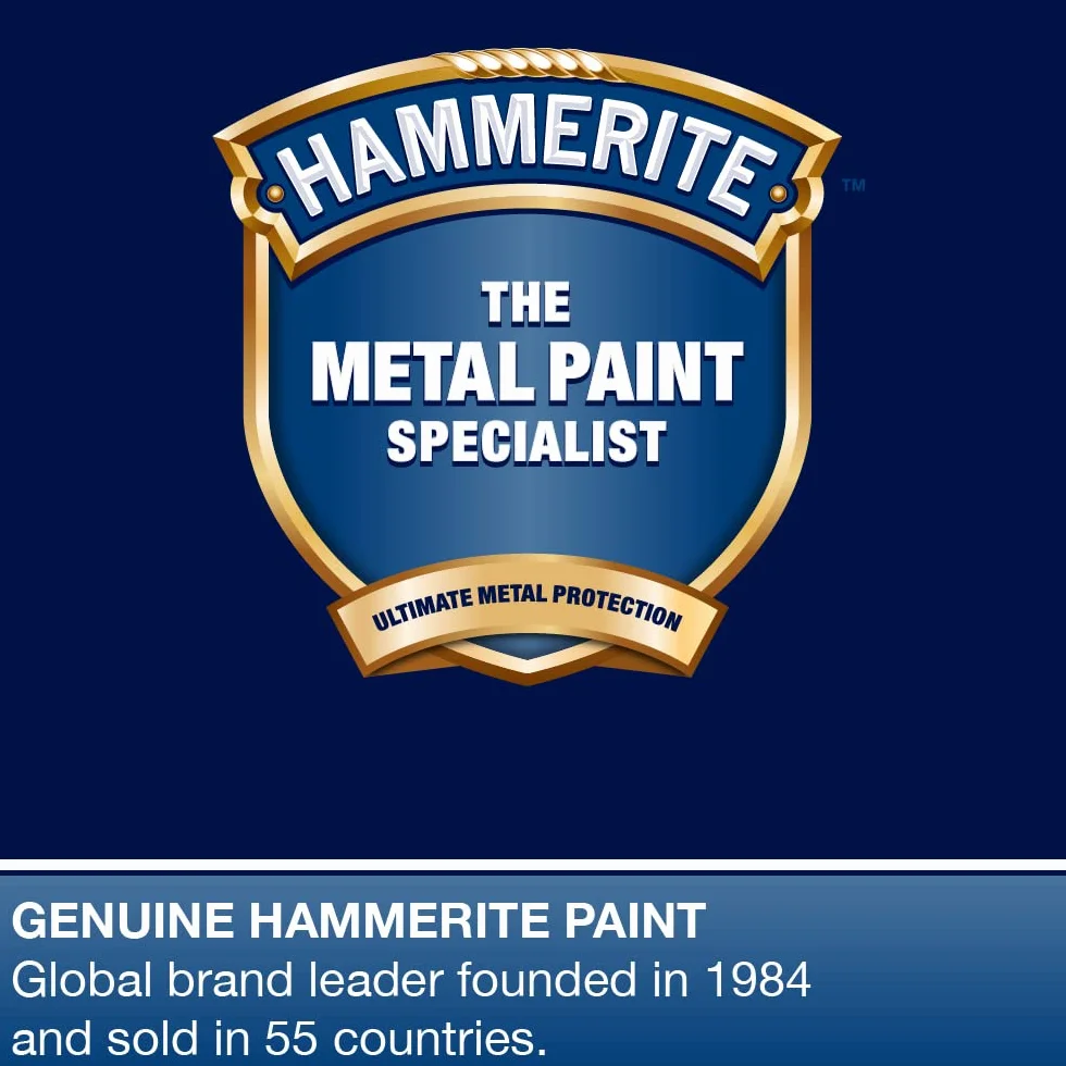 Hammerite Peinture directe à la Rouille extérieur Finition martelée Dorée Résistante Corrosion Protection 8 Ans 250 ML