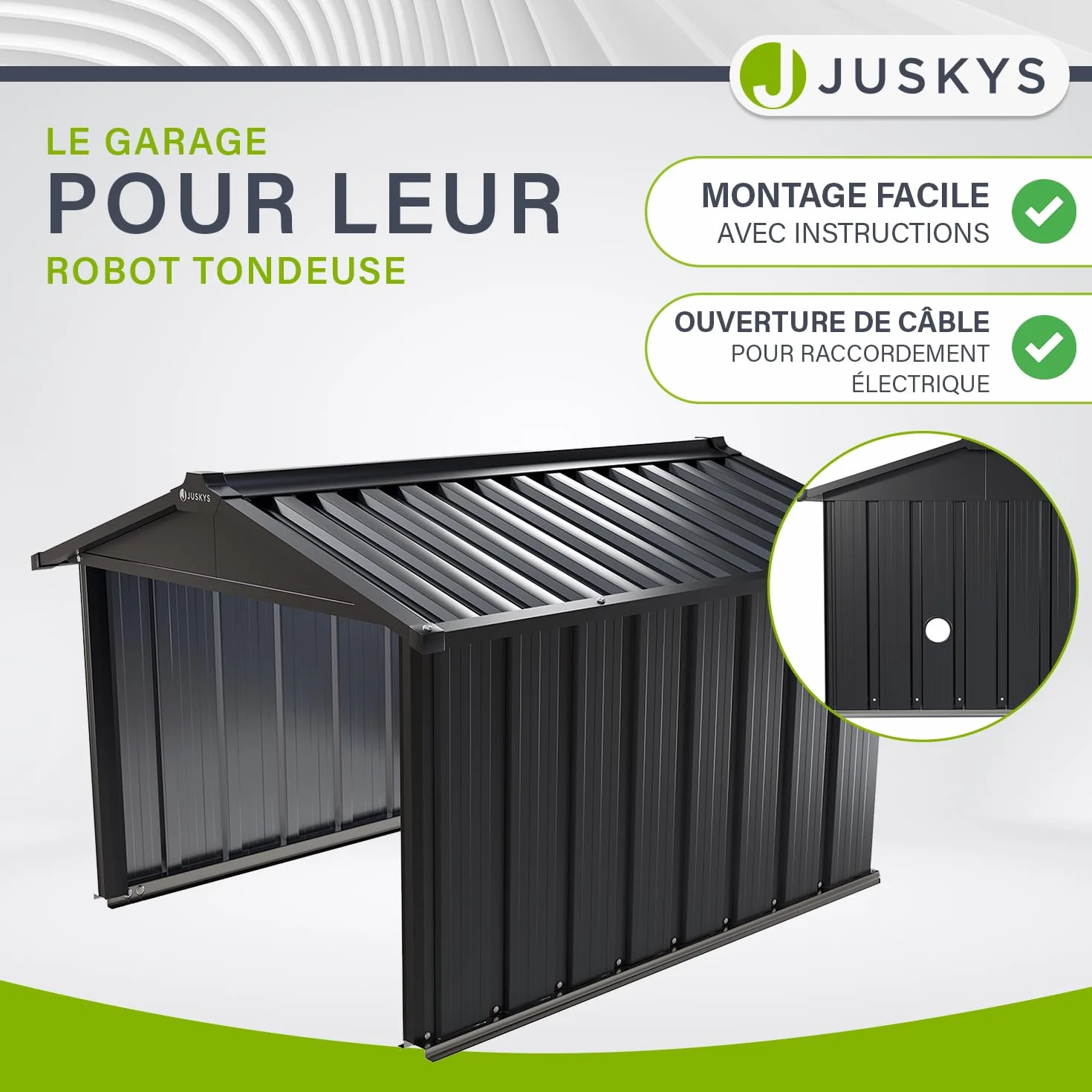 Juskys Garage en métal pour Tondeuse Robot, avec Toit à Deux pentes - 86 × 98 × 63 cm - Protection Contre Le Soleil et la Pluie pour tondeuses à Gazon - Anthracite - carport pour Tondeuse Robot