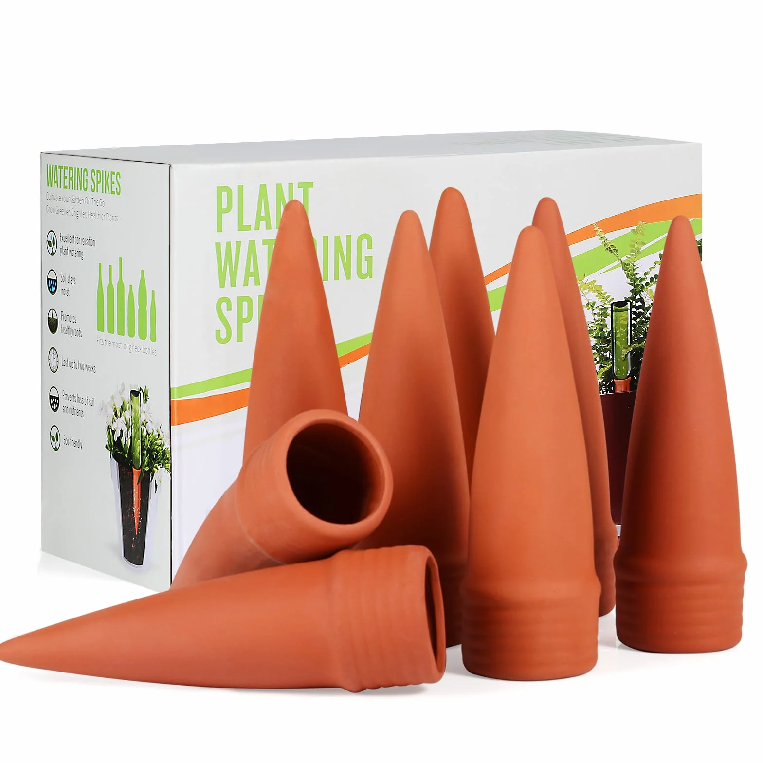 Oyas a Planter Terre Cuite Auto-arrosantes, Cône en Argile d’arrosage Goutte-Gouttes Automatiques pour Plantes en Pot, Lot de 8