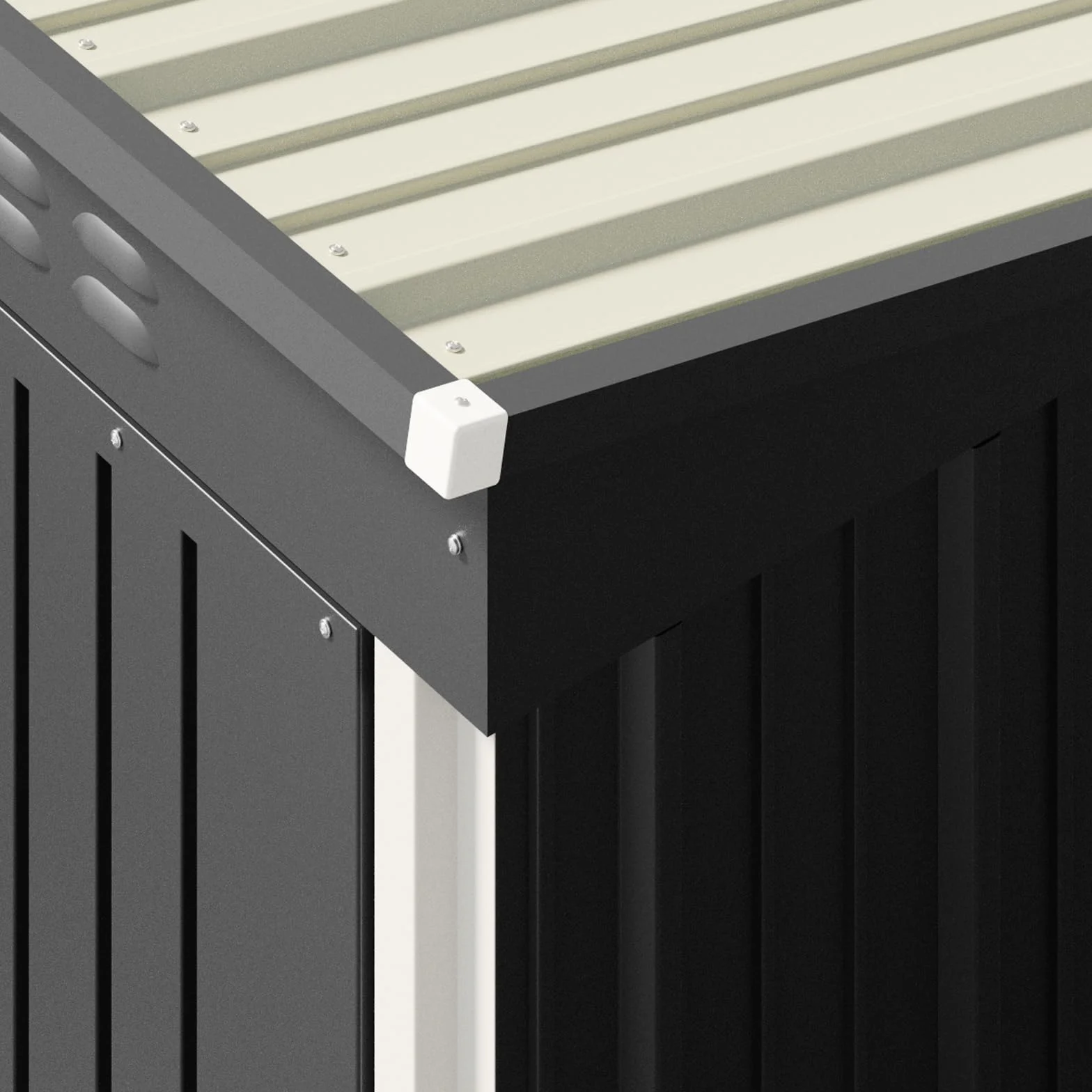 Abri De Jardin Métallique 182x161x94 cm Gris avec Étagères Toit Incliné Ventilation