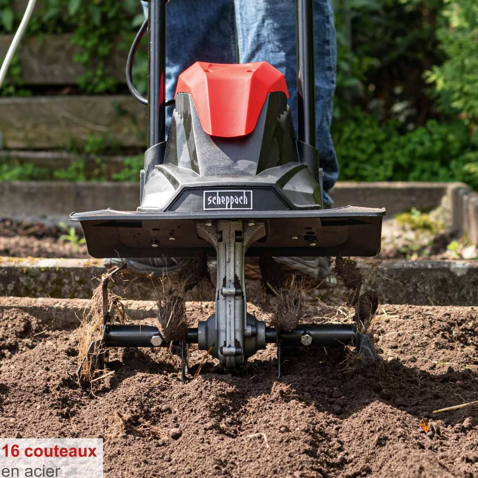 Scheppach Motobineuse MTE380 Motobineuse électrique | Puissance 1050W | Haies Ø205mm | Largeur de fraisage 360mm | Vitesse de hachage 400 1/Min | Démarrage immédiat avec disjoncteur | Pliable