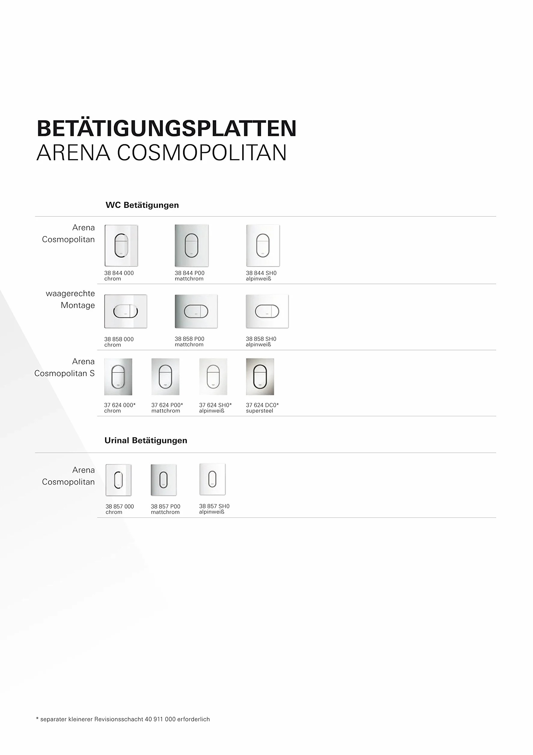 Grohe Arena Cosmopolitan Plaque de commande WC Verticale Blanc Alpin 38844SH0