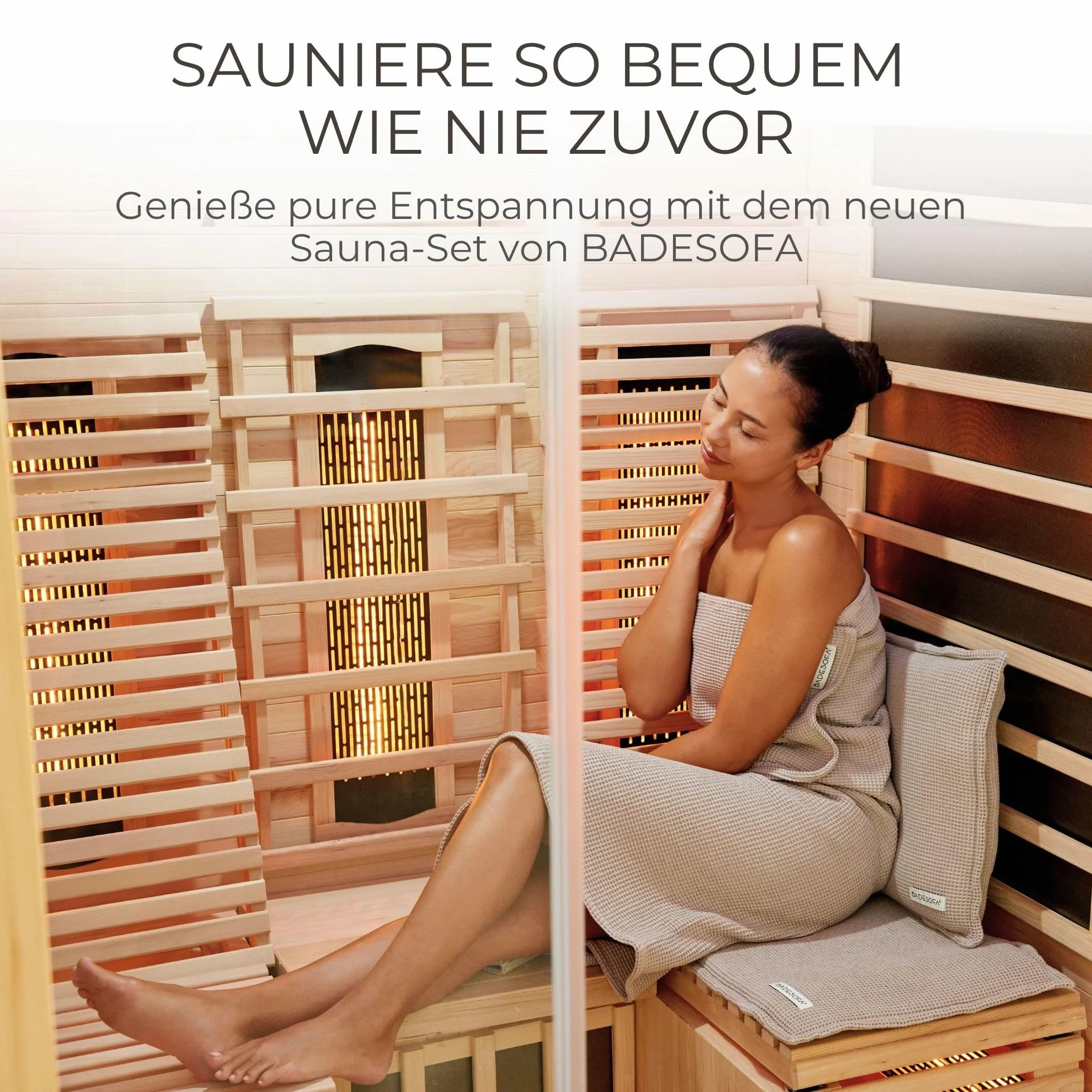 SAUNASOFA Ensemble de sauna avec coussin d'assise et serviette – Lavable, respirant, fabriqué à la main en Europe