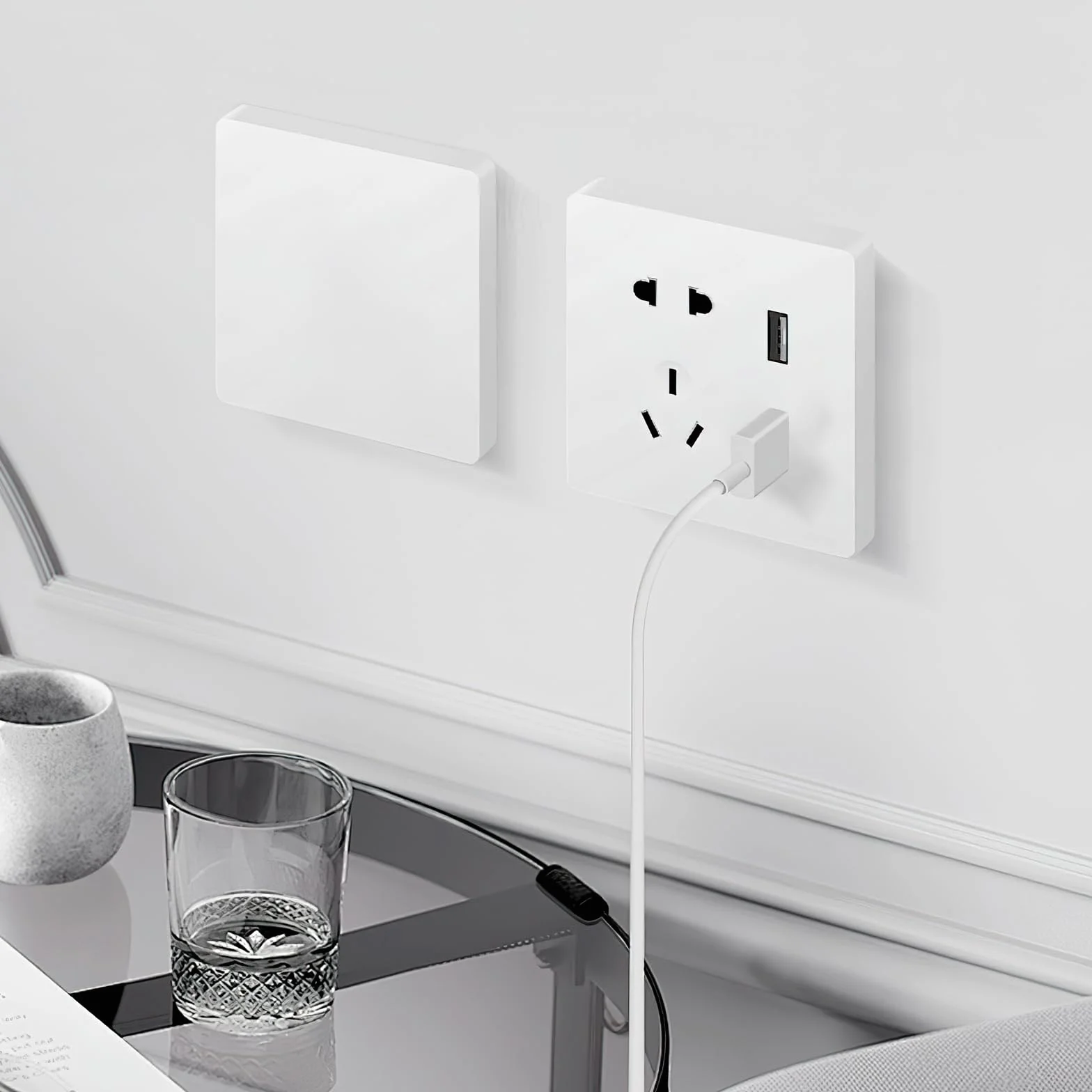 Lot de 2 cache-prises encastrées Blanc 8,6 x 8,6 cm pour prises non utilisés