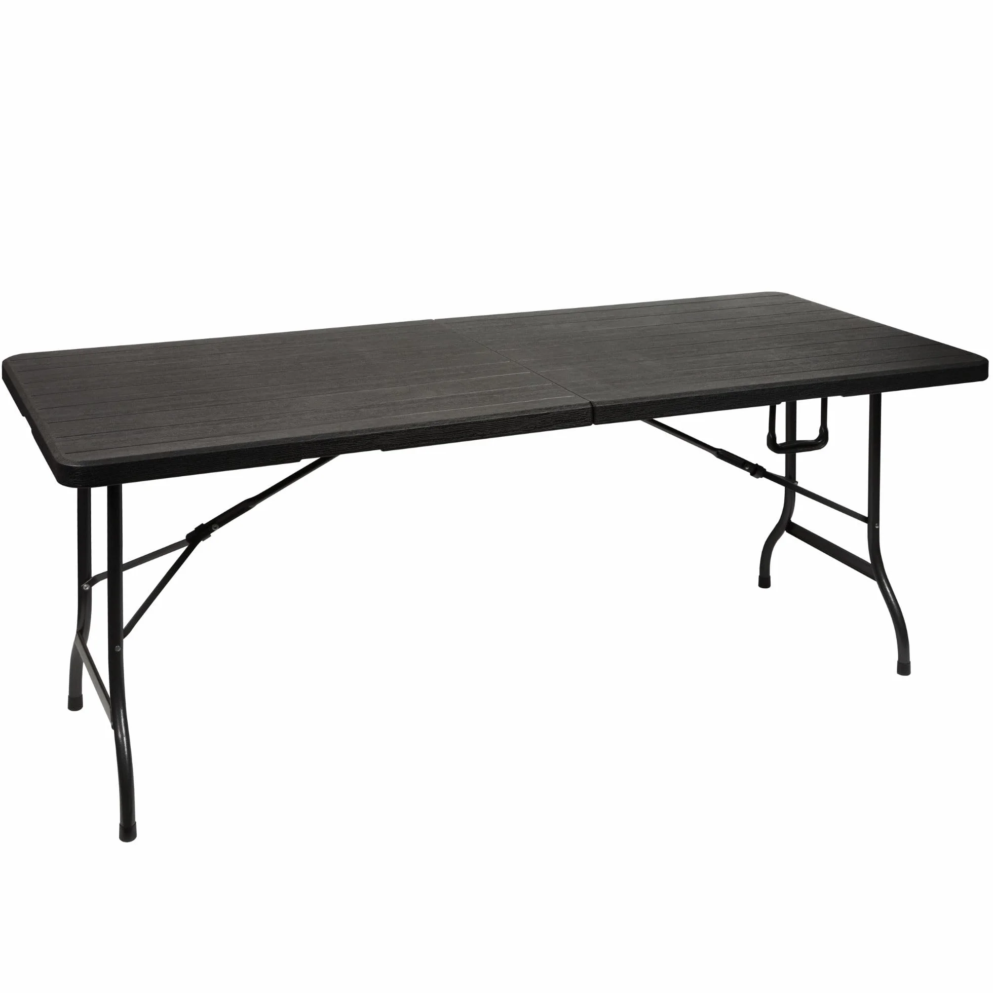 Perel Table Pliante Résistante aux Intempéries Imitation Bois 100 kg Noir