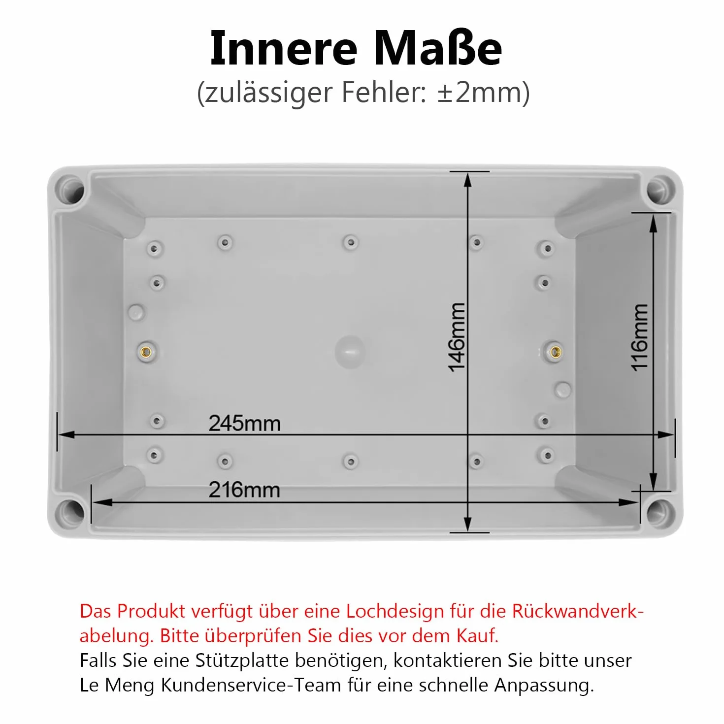 LeMotech Boîtier de Jonction IP67 étanche ABS 250x150x100 mm Gris