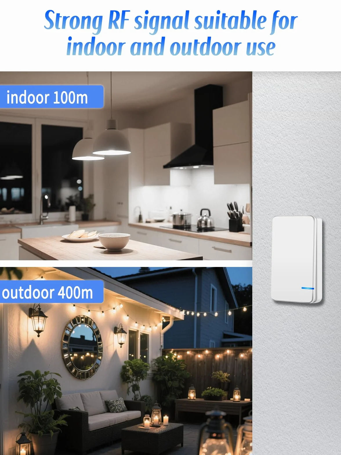 NineLeaf Interrupteur Sans Fil 220V Va Et Vient IP66 Étanche Portée 100 m 2 Interrupteurs 1 Récepteur
