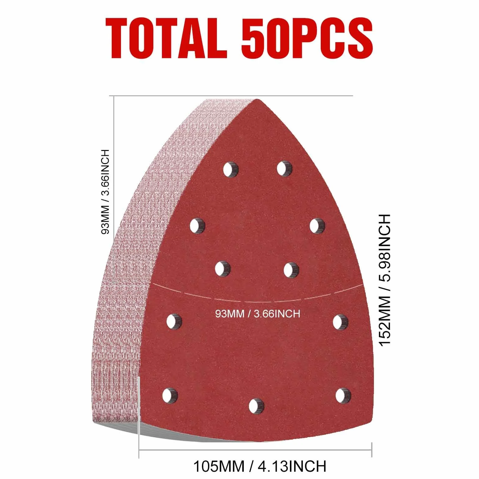 Papier Abrasif Ponceuse Grain 80 105 x 152mm KONGMING 50 Pièces Triangulaire 11 Trous