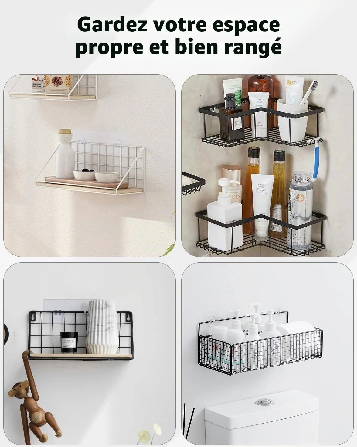 Uniclife 6 Crochets Adhésifs de Rechange pour Étagère de Douche