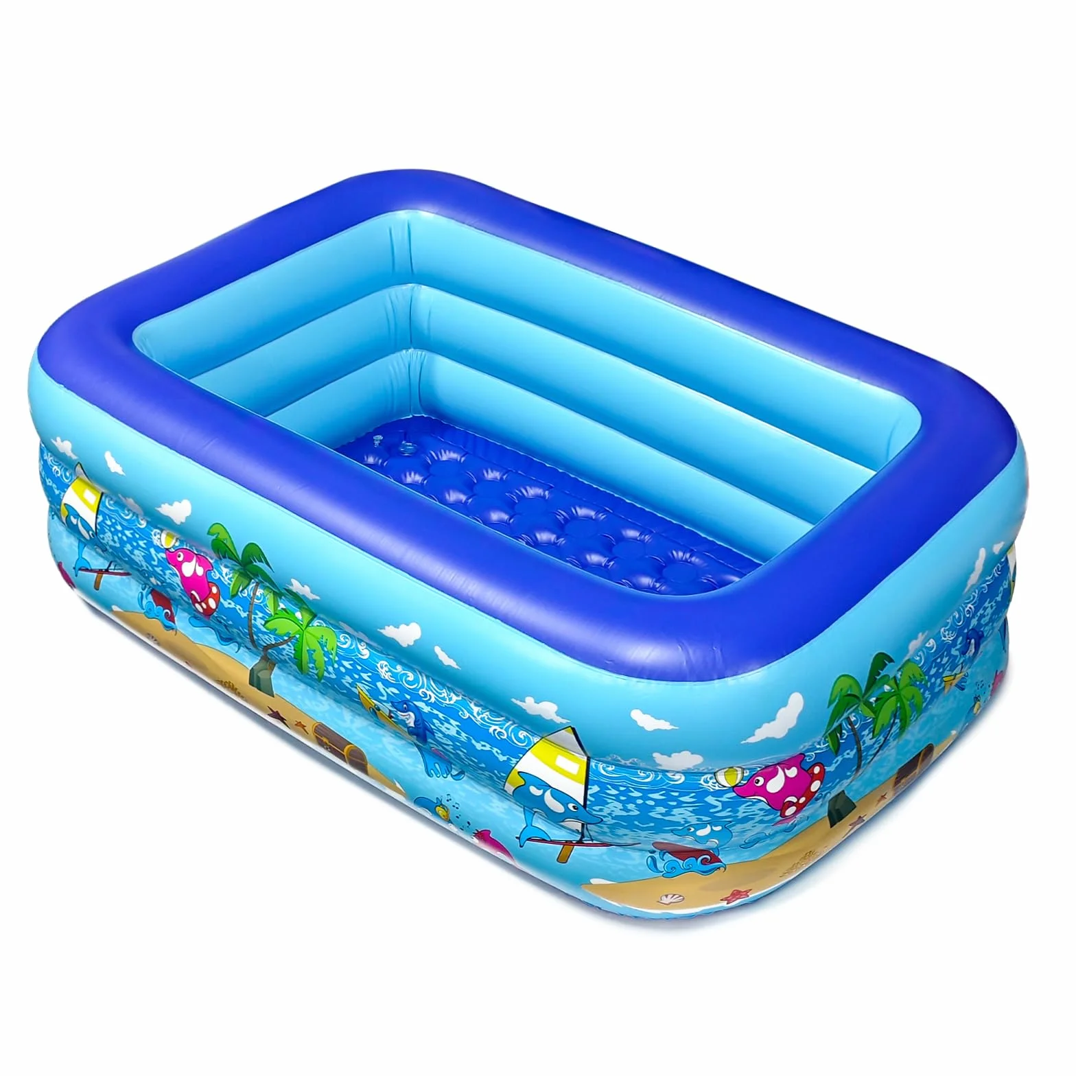 Piscine Gonflable 150 x 105 x 50 cm Fond Antidérapant pour Adultes et Animaux